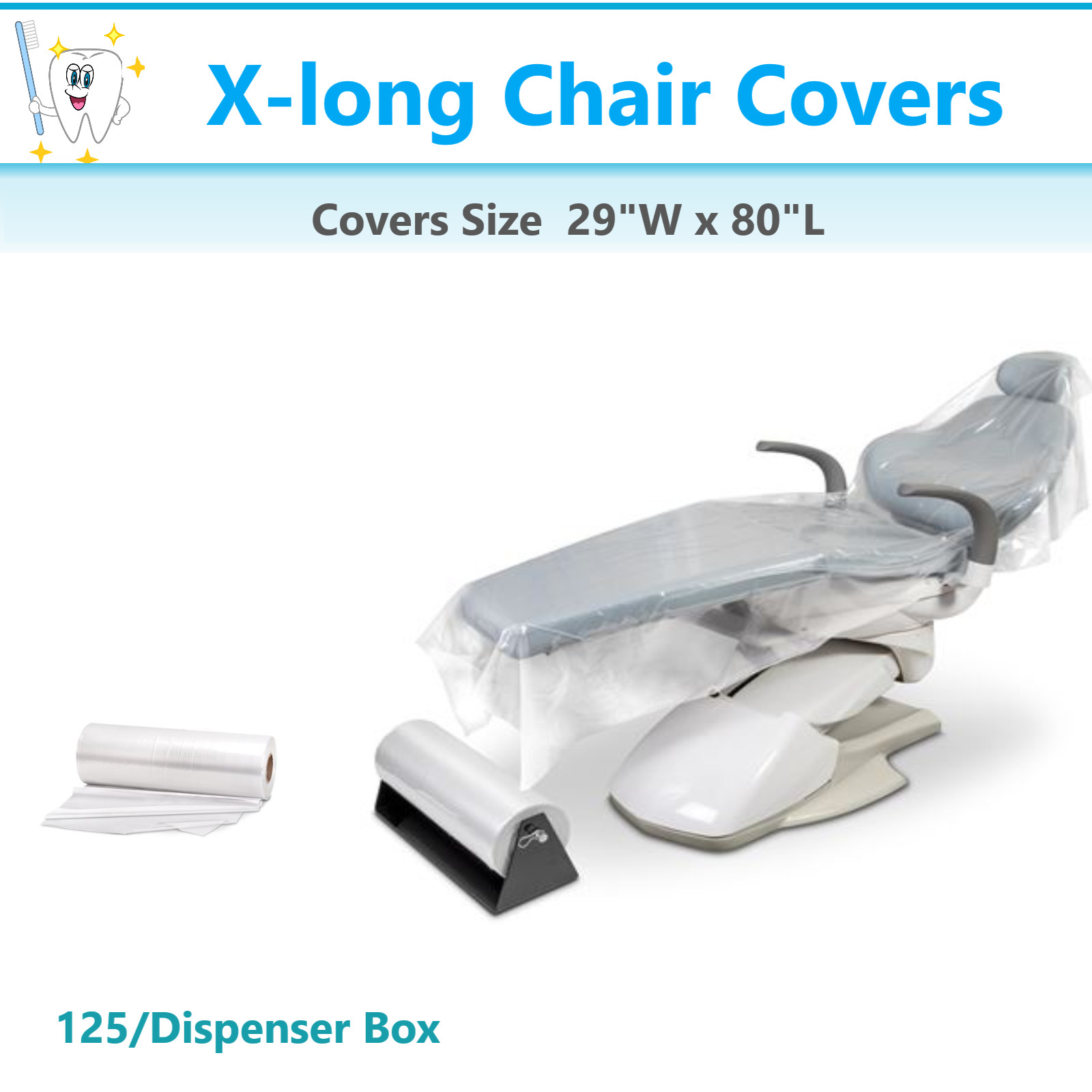 Premium DENTAL FULL Chair Cover Chair Sleeves or HALF Cover, Clear, Upto 375/Pk