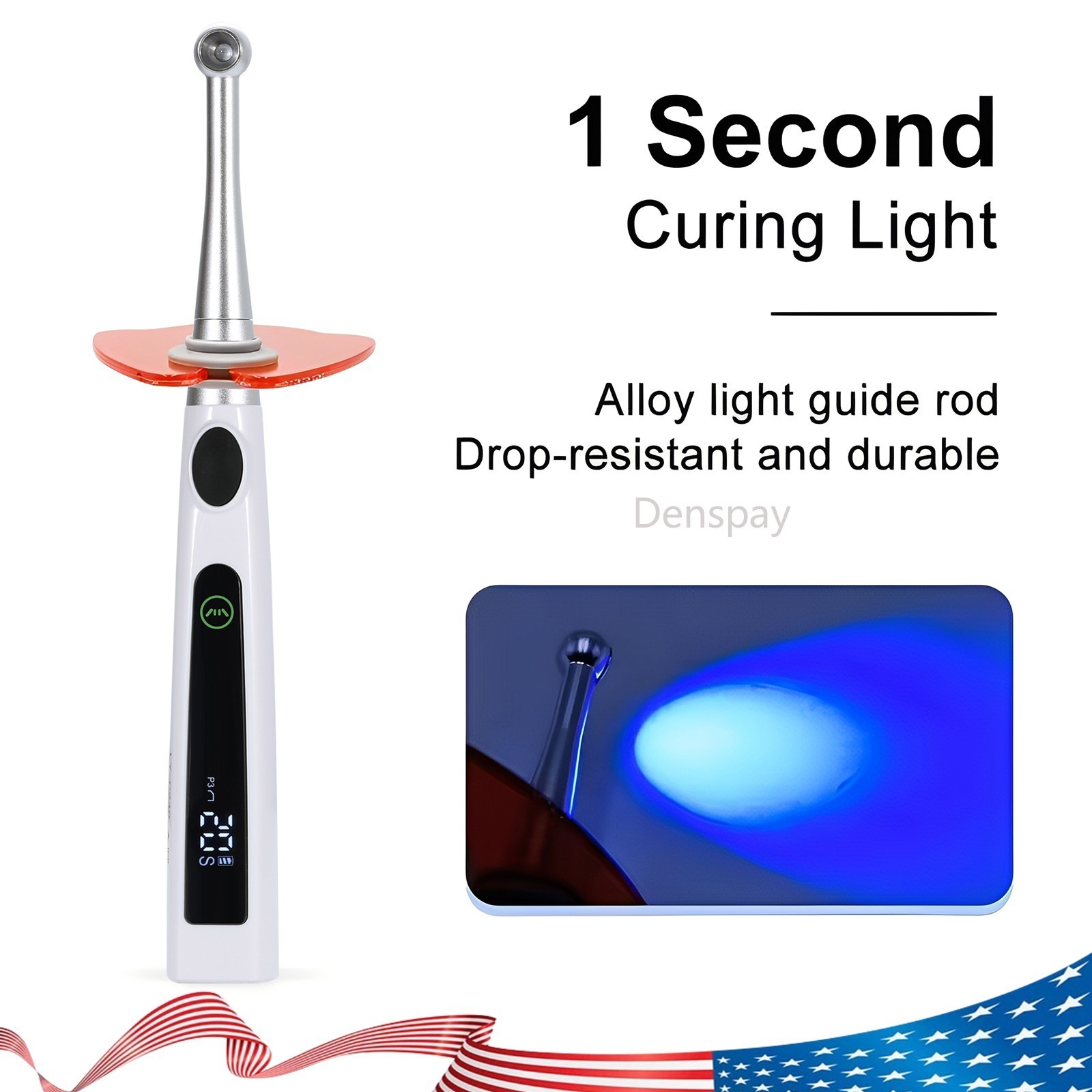Dental Cordless LED 1S Light Cure Lamp Metal Head Curing Light 360° 4 Modes USA