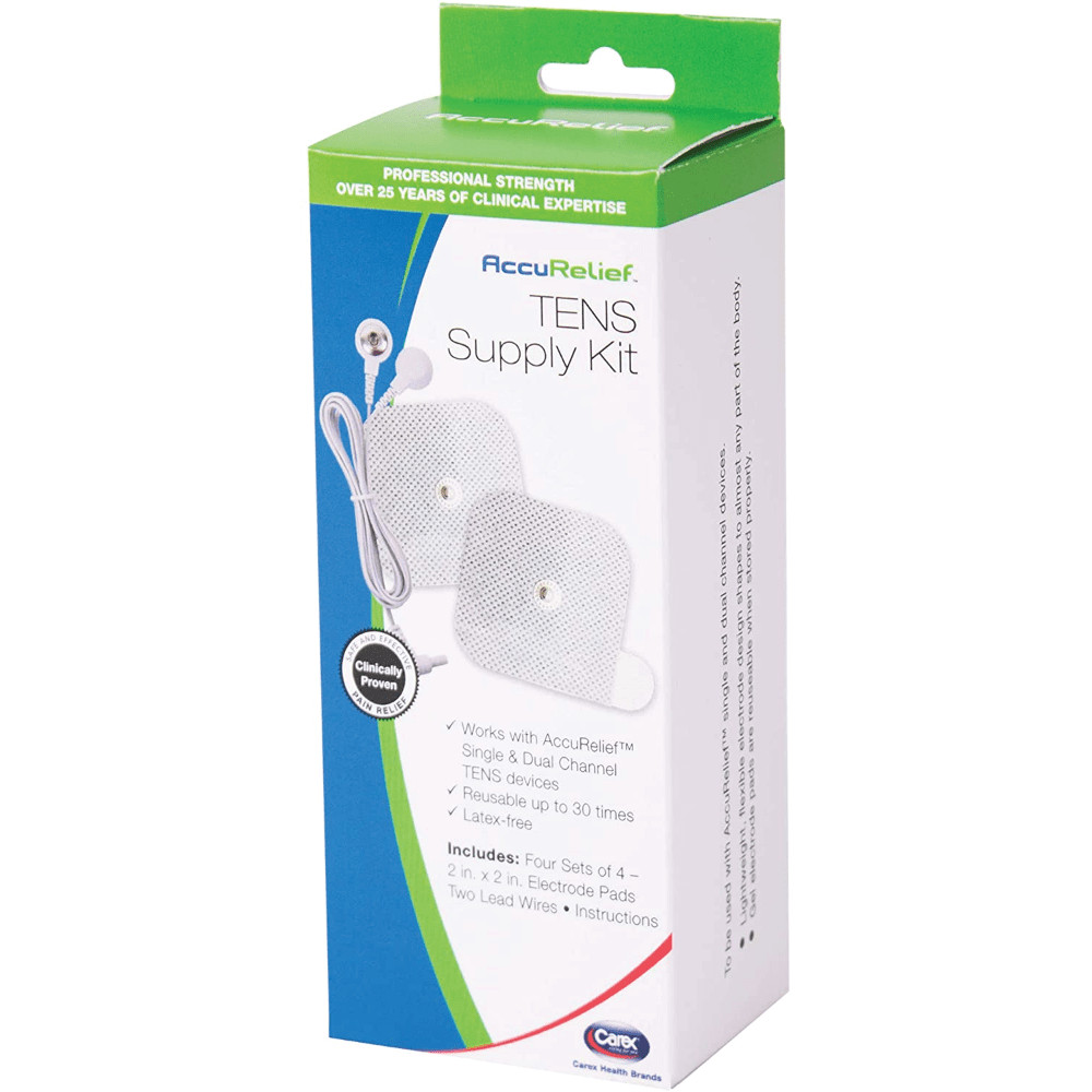 AccuRelief Universal TENS Unit Supply Kit, Pads and Lead Wires 4 Sets of 2 Pairs