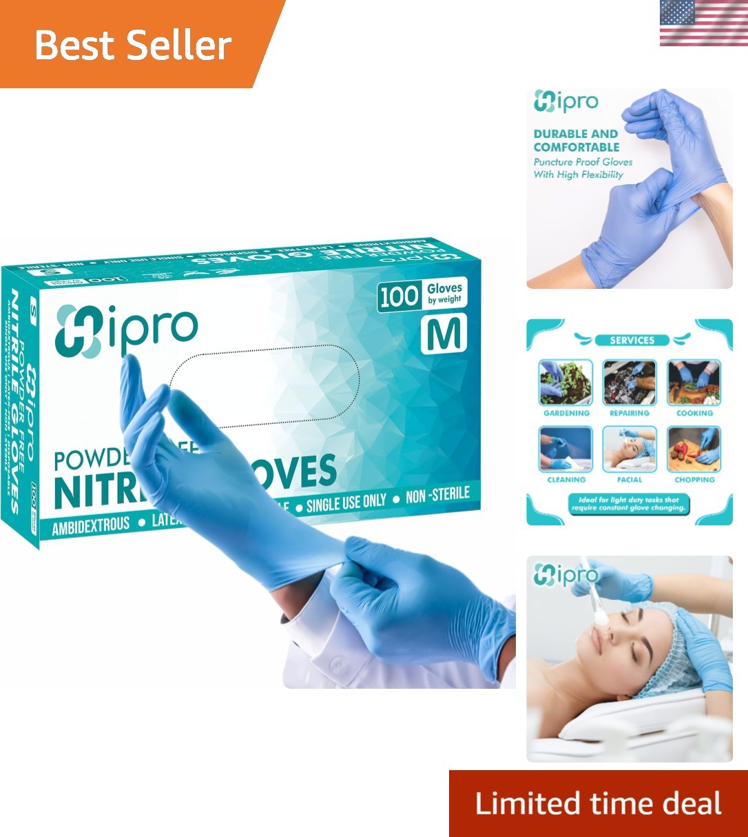 Ambidextrous 4 Mil Disposable Nitrile Gloves – Durable and Waterproof, 100 Count