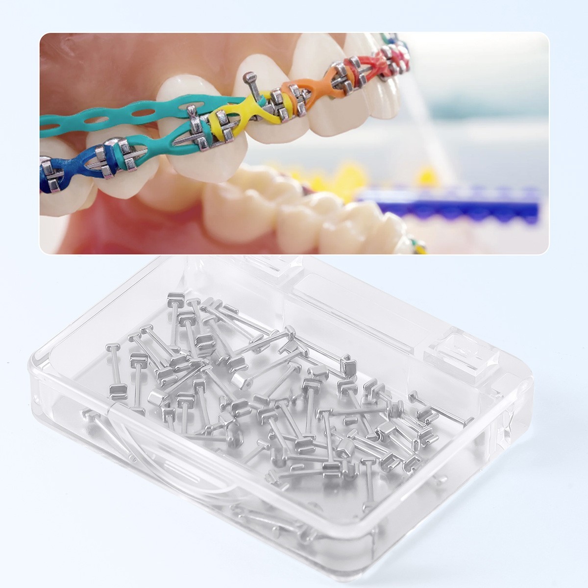 50pcs Dental Orthodontic Crimpable Hooks Stainless Steel Fixed on Archwires