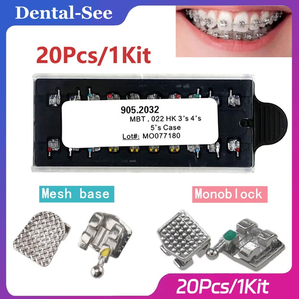 Dental Orthodontic Metal Brackets Mini Roth MBT 022 018 Hooks 345 Monoblock