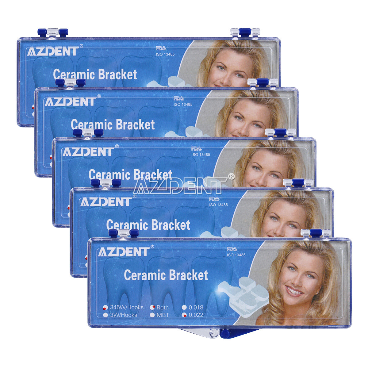 AZDENT Dental Orthodontic Clear Ceramic Brackets Braces Mini Roth.022 Hooks 345