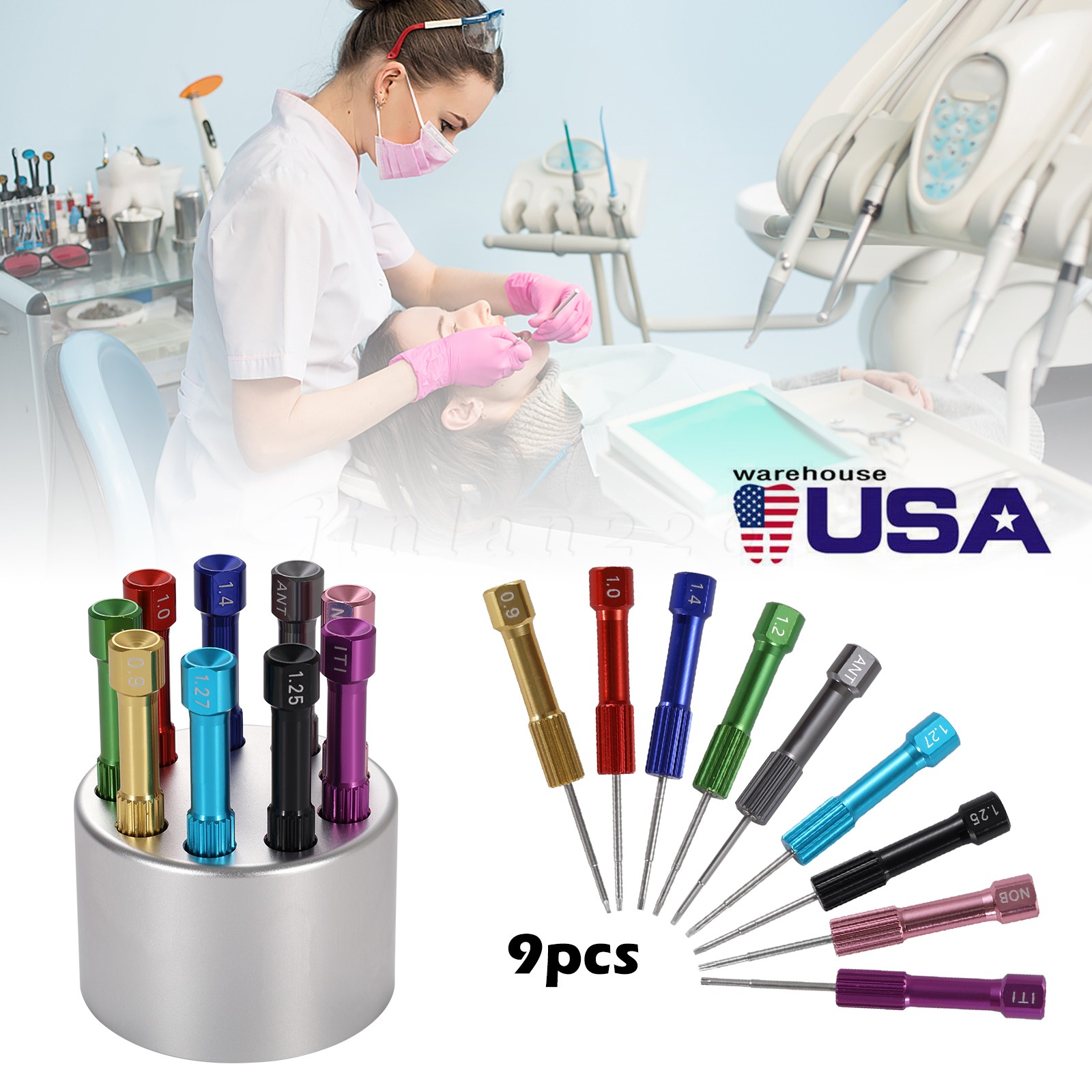 Dental Implant Screw Driver Kit Lab Abutment Implant Tools Drivers with Holder