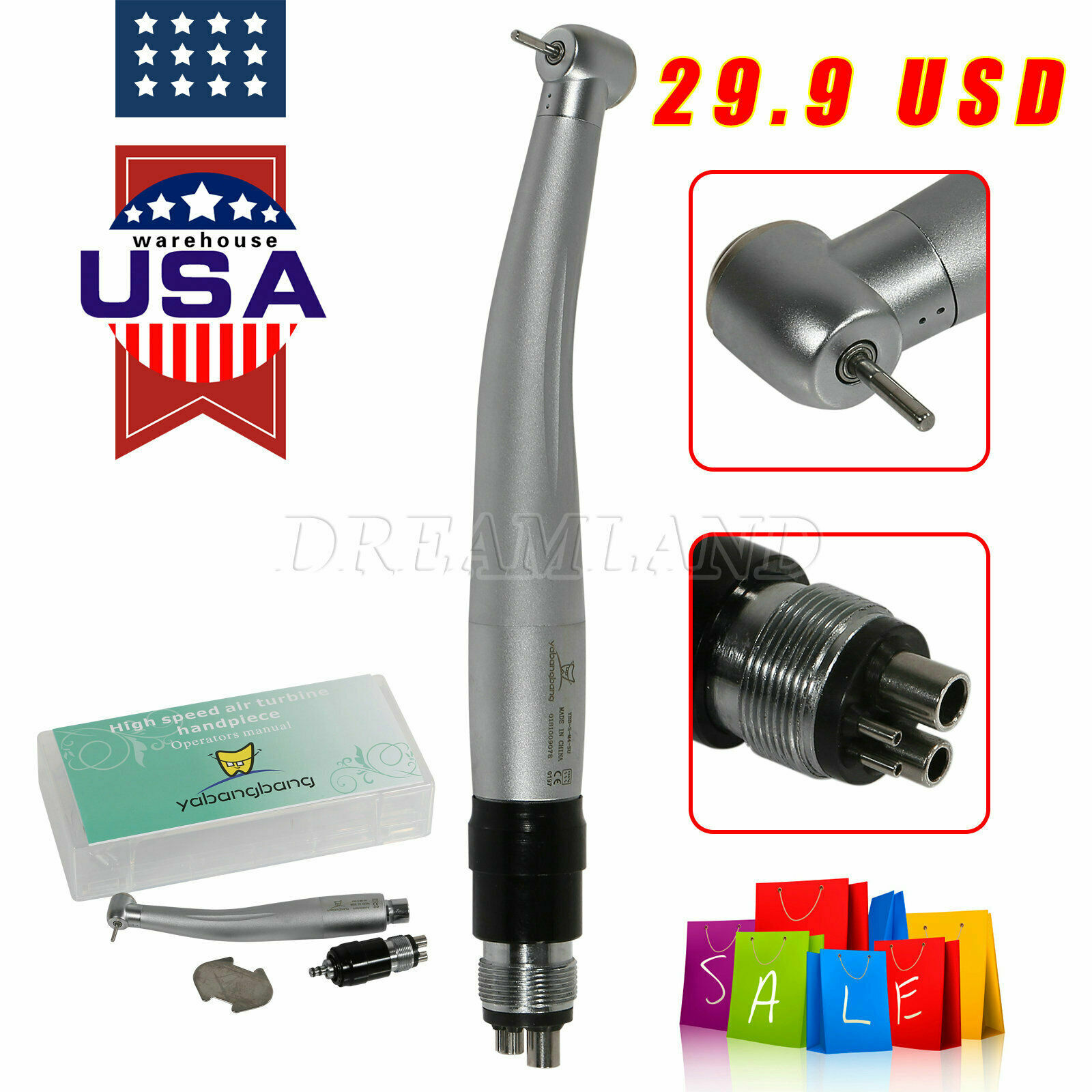 NSK Style Sale High speed Handpiece Quick coupler 4Holes Coupling Single Spray