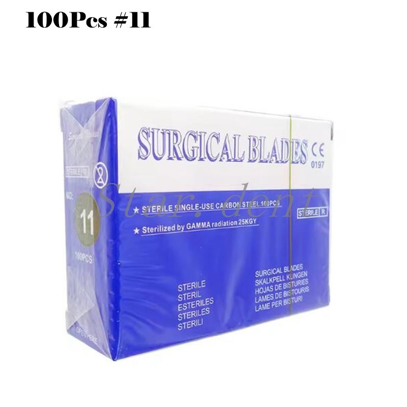 100pcs/box Dental Surgical Blade Sterile Carbon Steel Scalpel #10/11/15/22/24/60