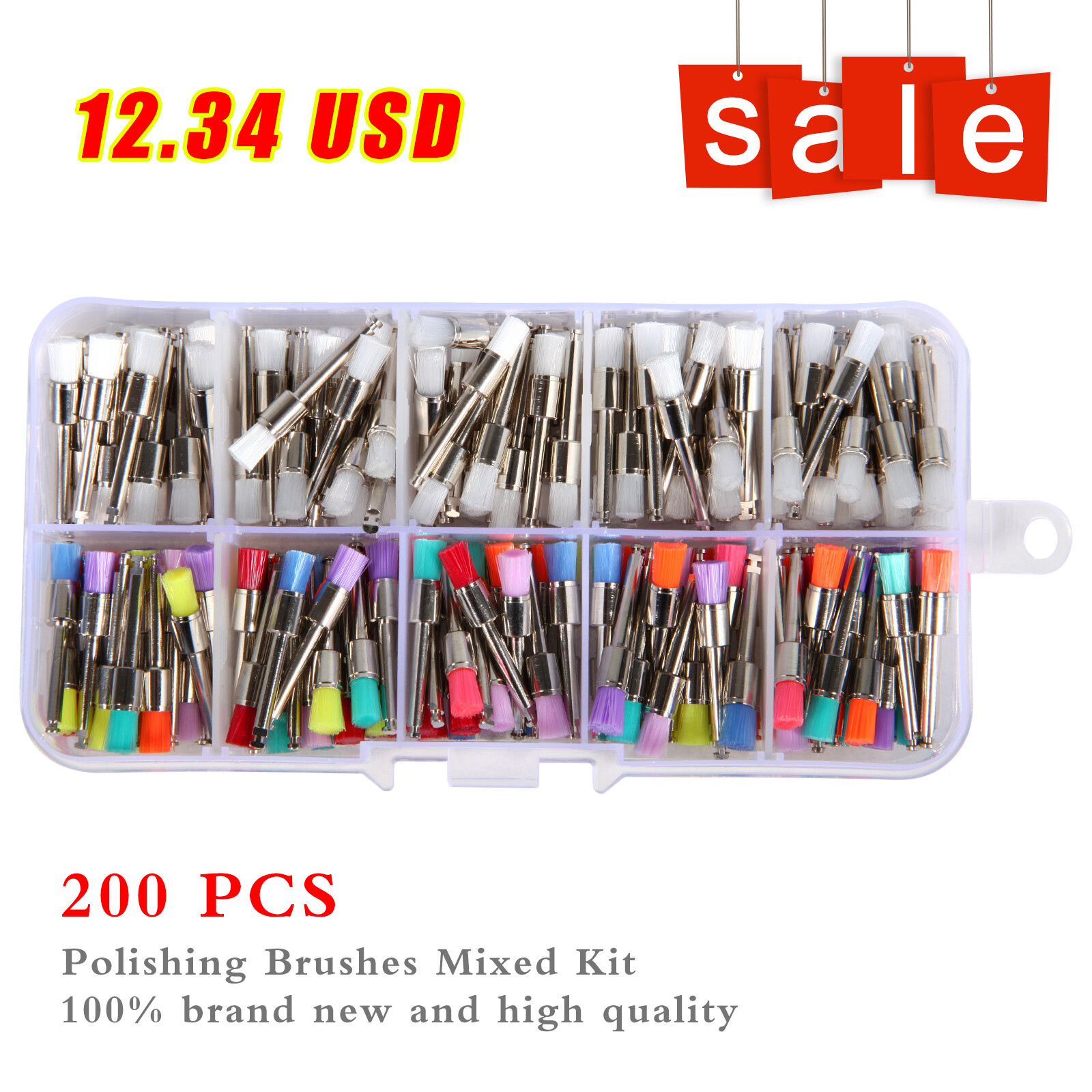 200* Dental Nylon Polishing Flat Latch Polisher Prophy Brush Disposable mixed US