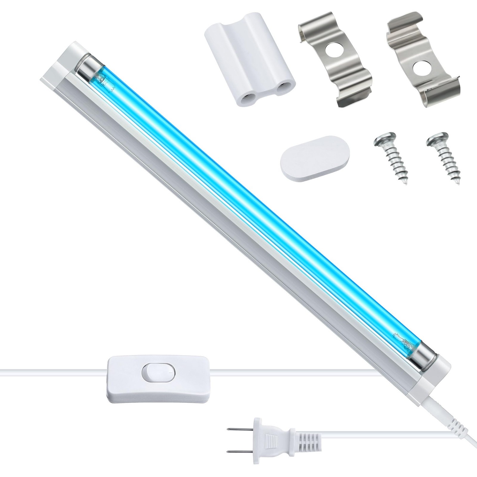 Qualirey 1 Pack UV Lamp Ozone Free, 253.7nm Wavelength UVC Germicidal 6 Watts