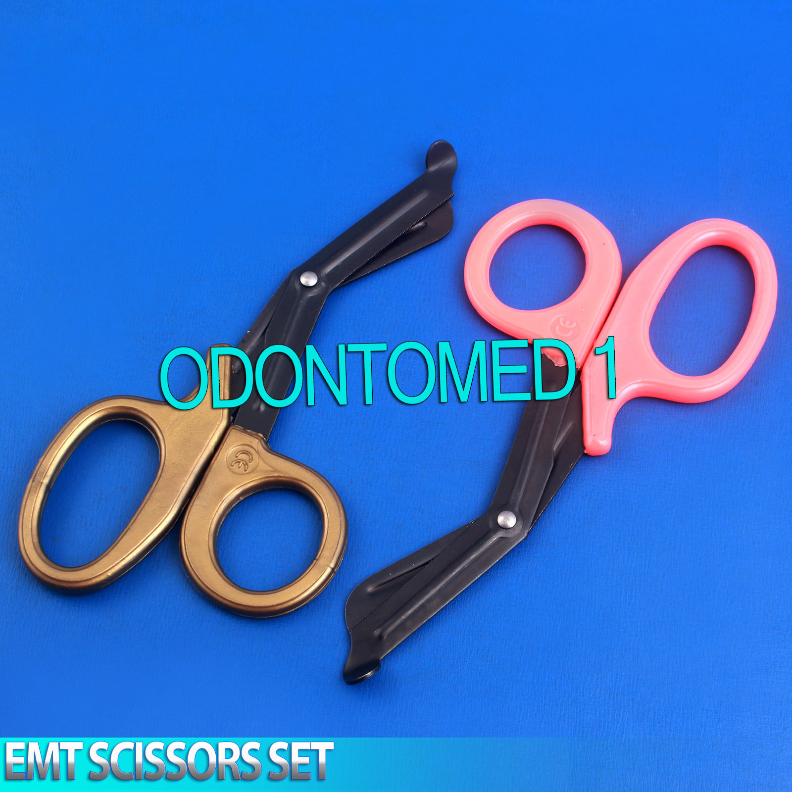 Set Of 2 ( ORANGE GOLD) Fluoride Black Coated Trauma Paramedic EMT Shears