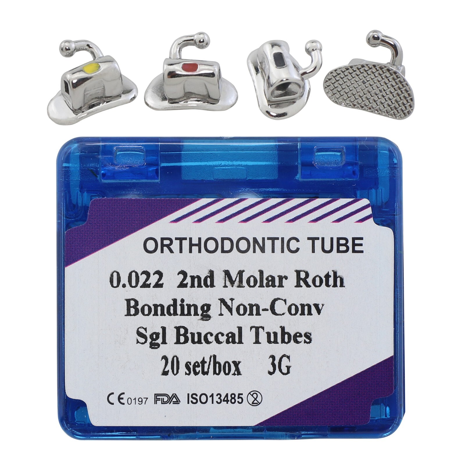 Dental Orthodontic Buccal Tubes 1st 2nd Molar Brackets Roth MBT 0.022 20 Sets 3G