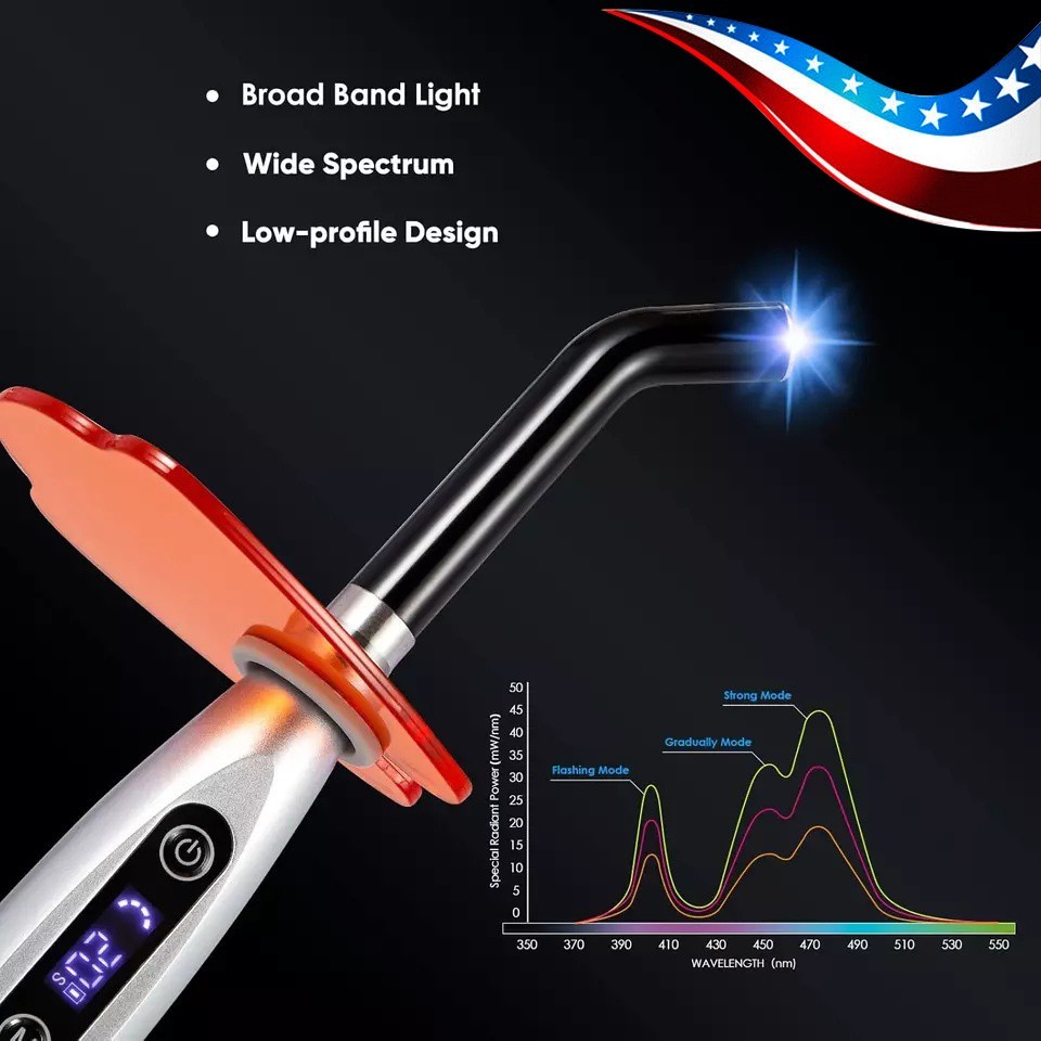 Dental Wireless Cordless LED Cure Curing Light Lamp 2000mw 5W Tool Resin Cure US