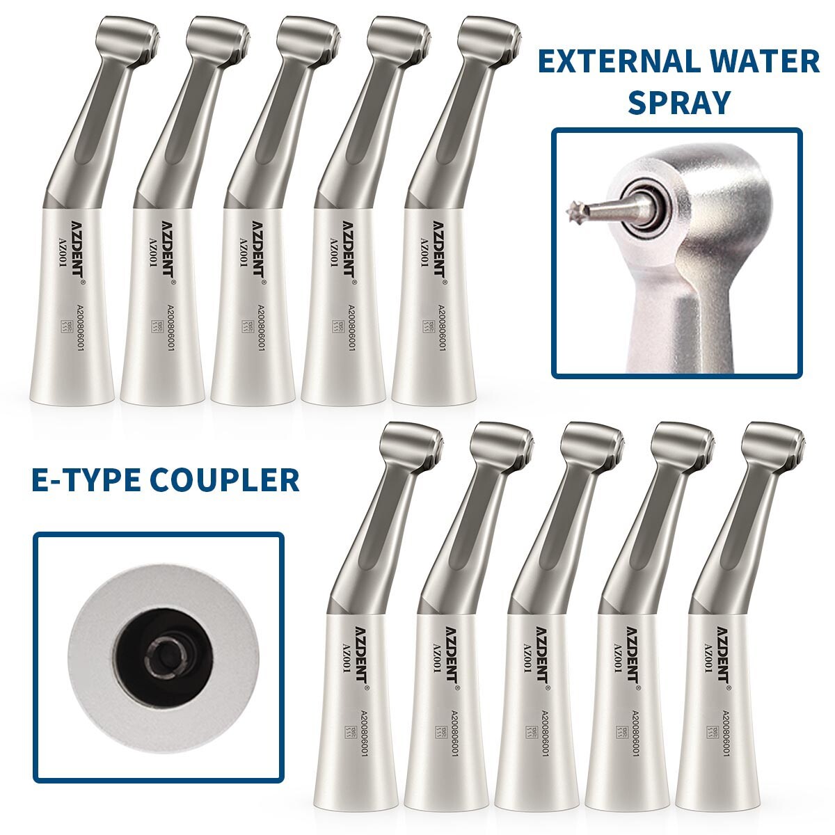 Dental 1:1 Slow Low Speed Contra Angle Handpiece Push Button E-Type