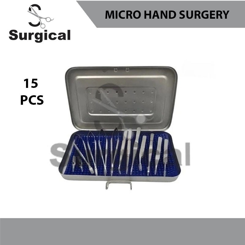 Micro Hand Surgery | Set of 15 Pcs | Silicone Mat & Sterilization Box Kit