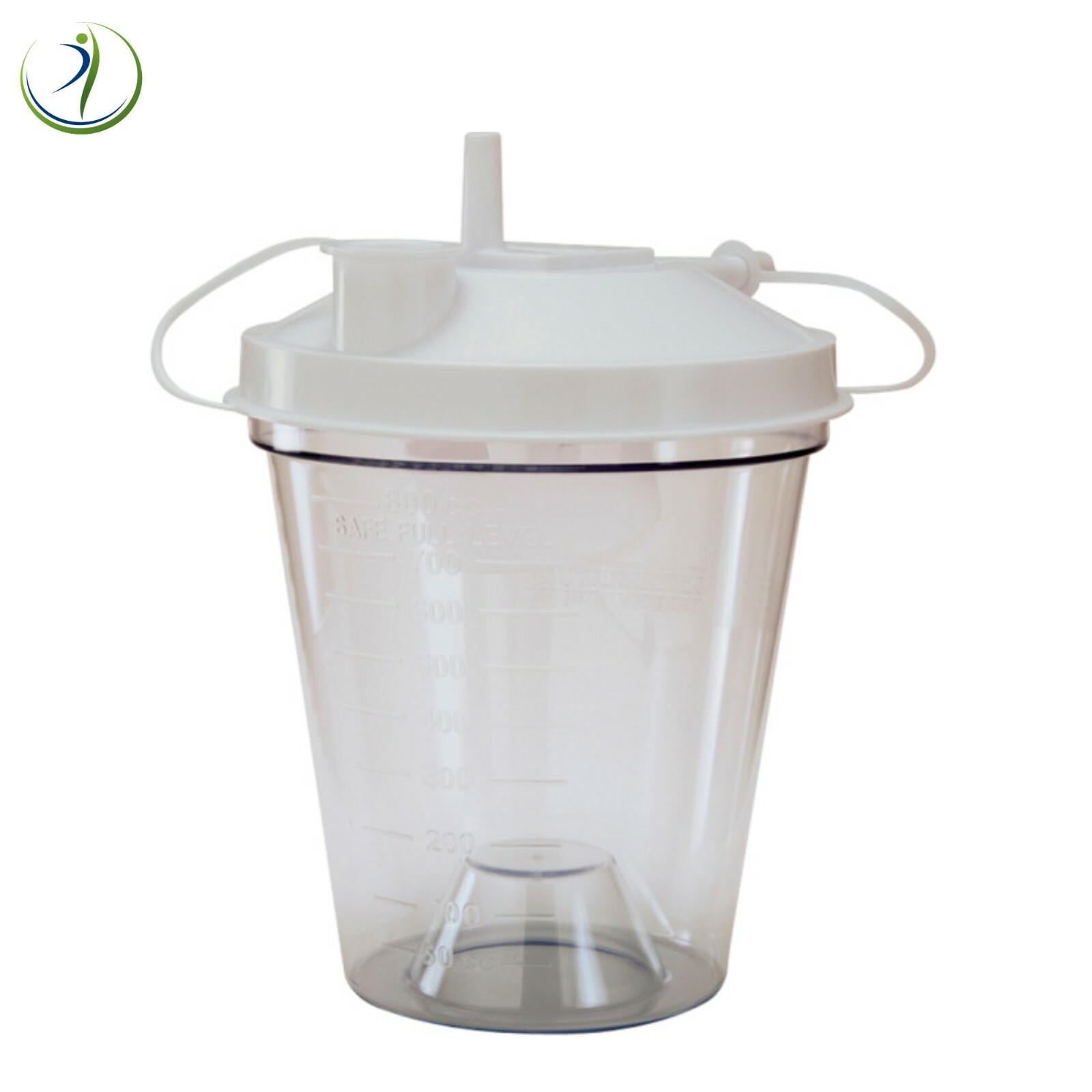 Suction Canister 800mL Turret Lid Float Valve Rigid Plastic Graduated Disposable