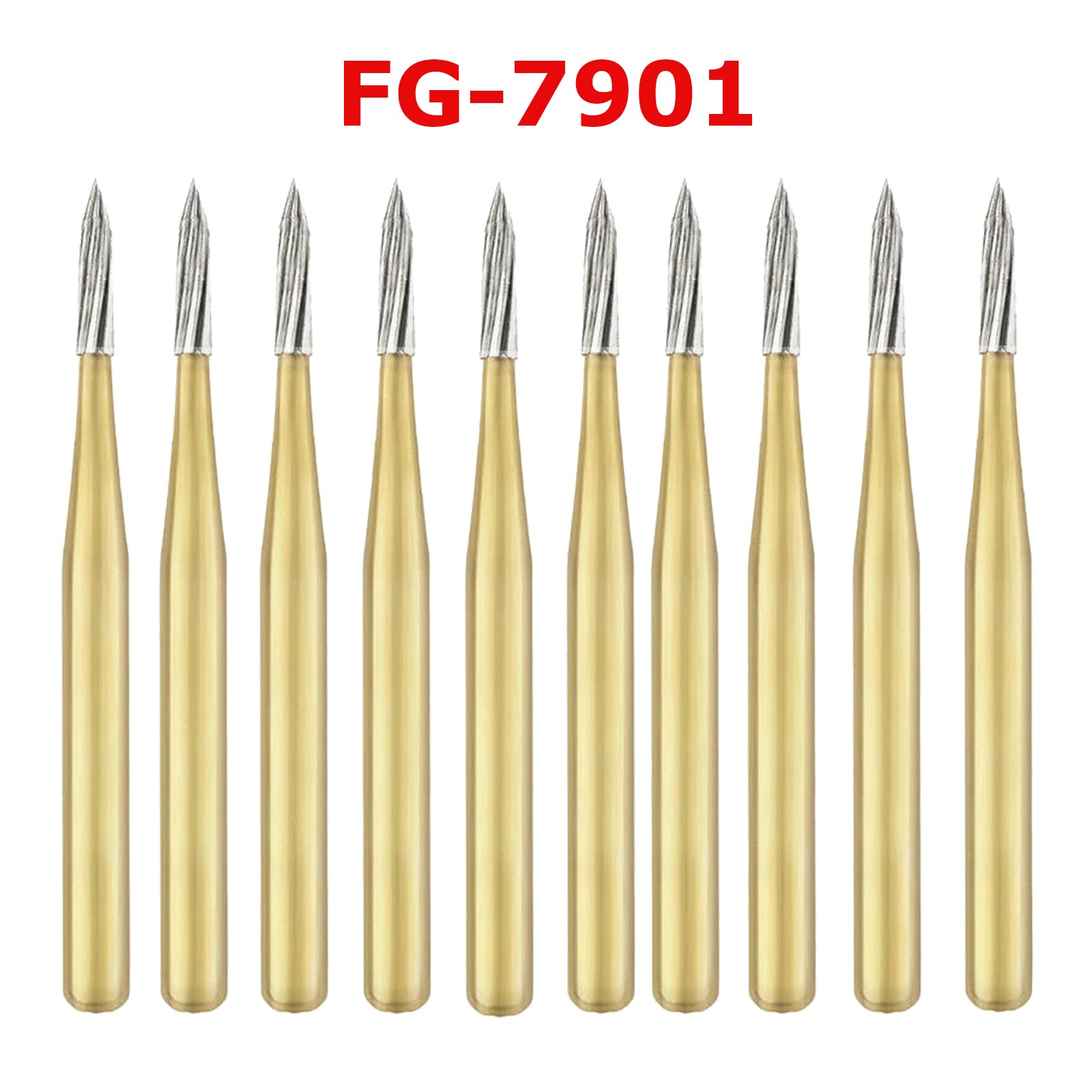 Dental Tungsten Carbide Gold Burs Trimming / Finishing / Polishing Flame FG7901