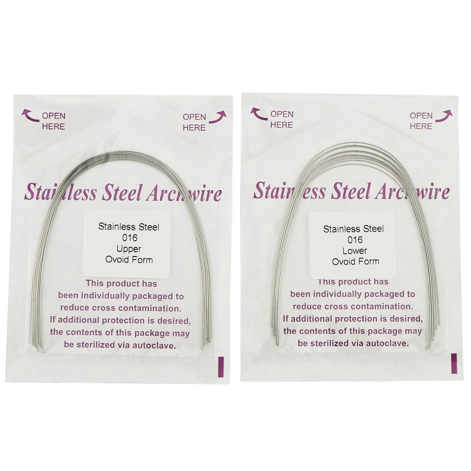 100Pcs Dental Ovoid/Natural Ortho Round Stainless Steel Arch Wire Form 012-20U/L
