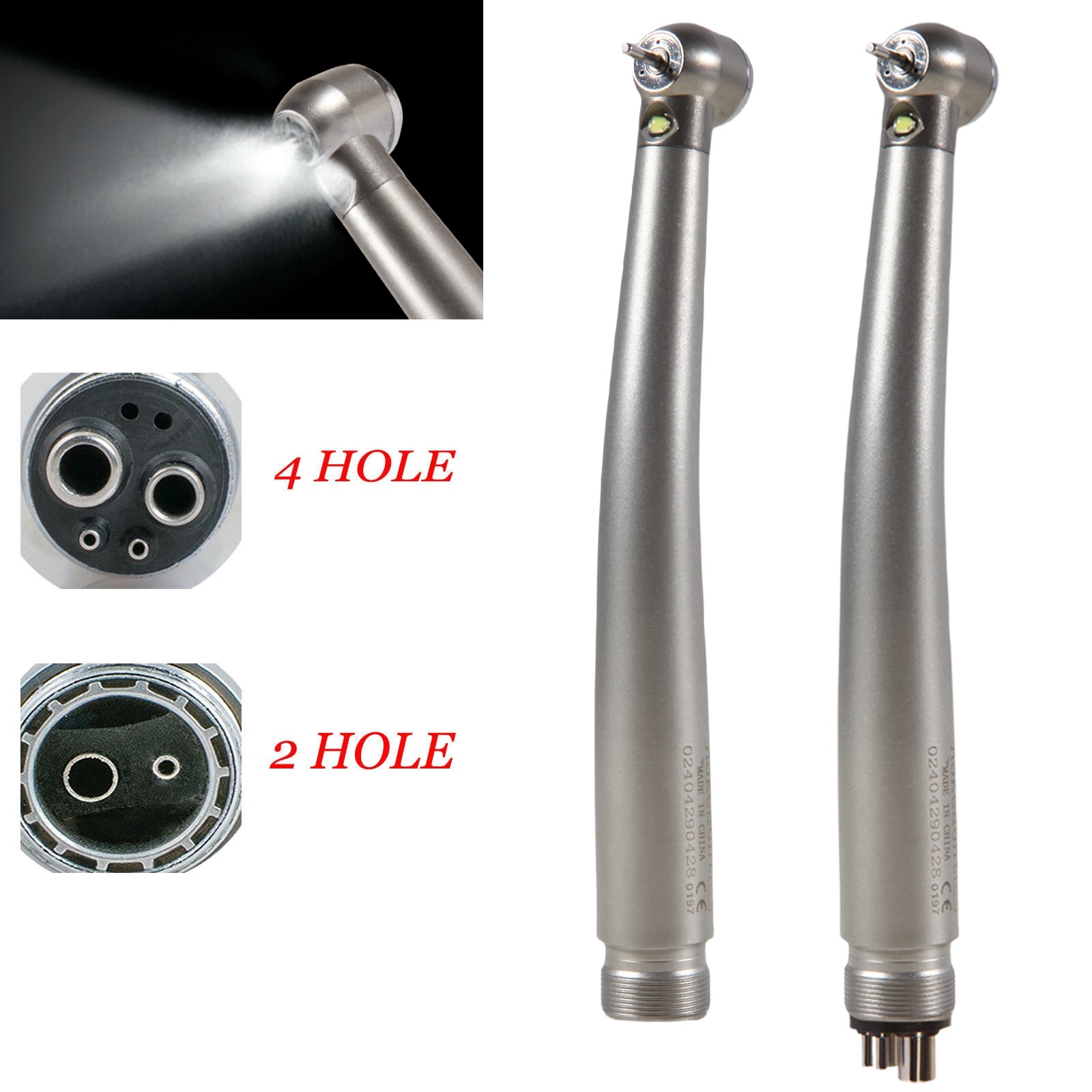 Dental Fiber Optic E-generator LED High Speed Handpiece Turbine 2/4H ASkeadnt ns