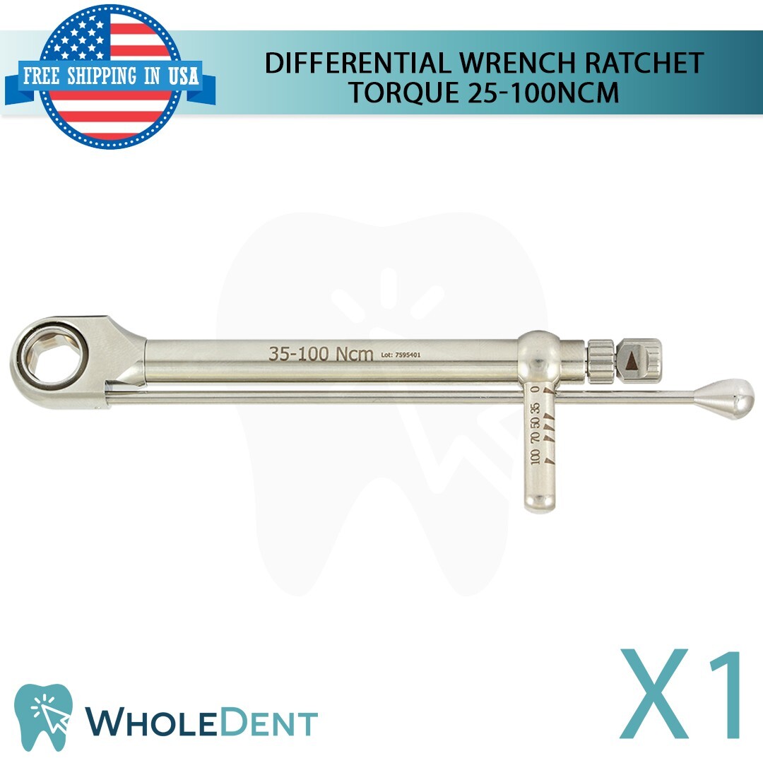 1X Differential Wrench Ratchet Driver Torque Dental Instrument Tool 25-100NCM