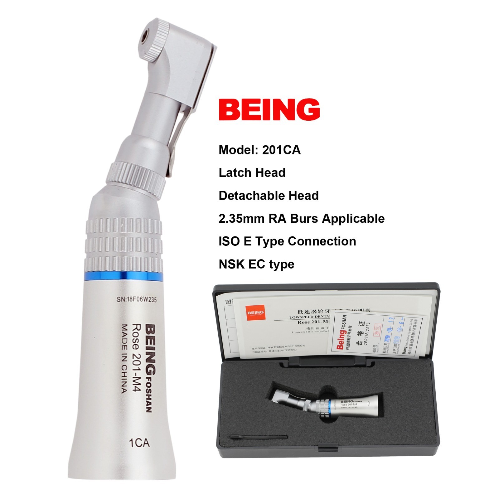 BEING Low Speed Handpiece Dental Endo Contra Angle Implant Electric 20:1 4:1 NSK