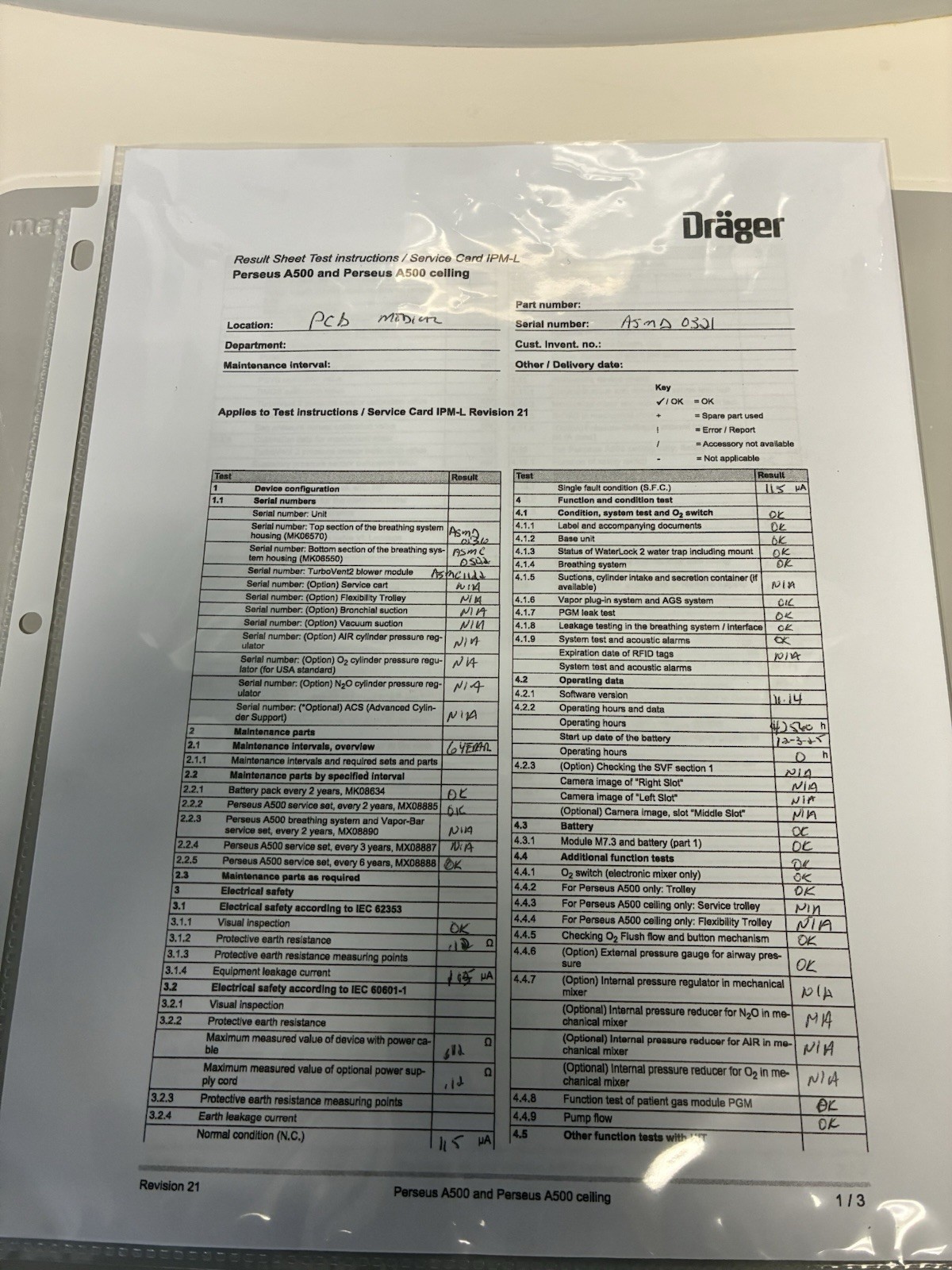 Drager Perseus A500 Anesthesia Machine – Fresh PM – Drager Tech trained Service