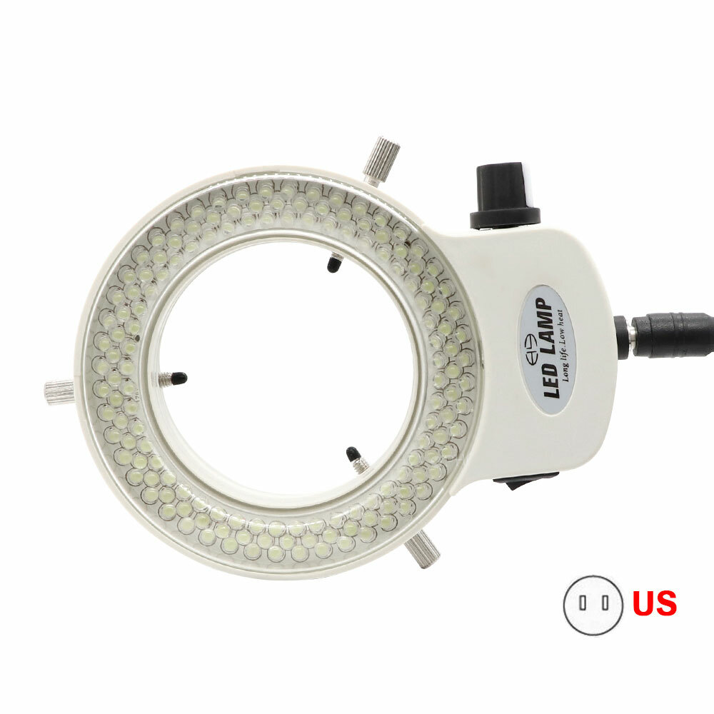 144 LED Bulbs Microscope Ring Light Illuminator Lamp US Plug Brightness Control