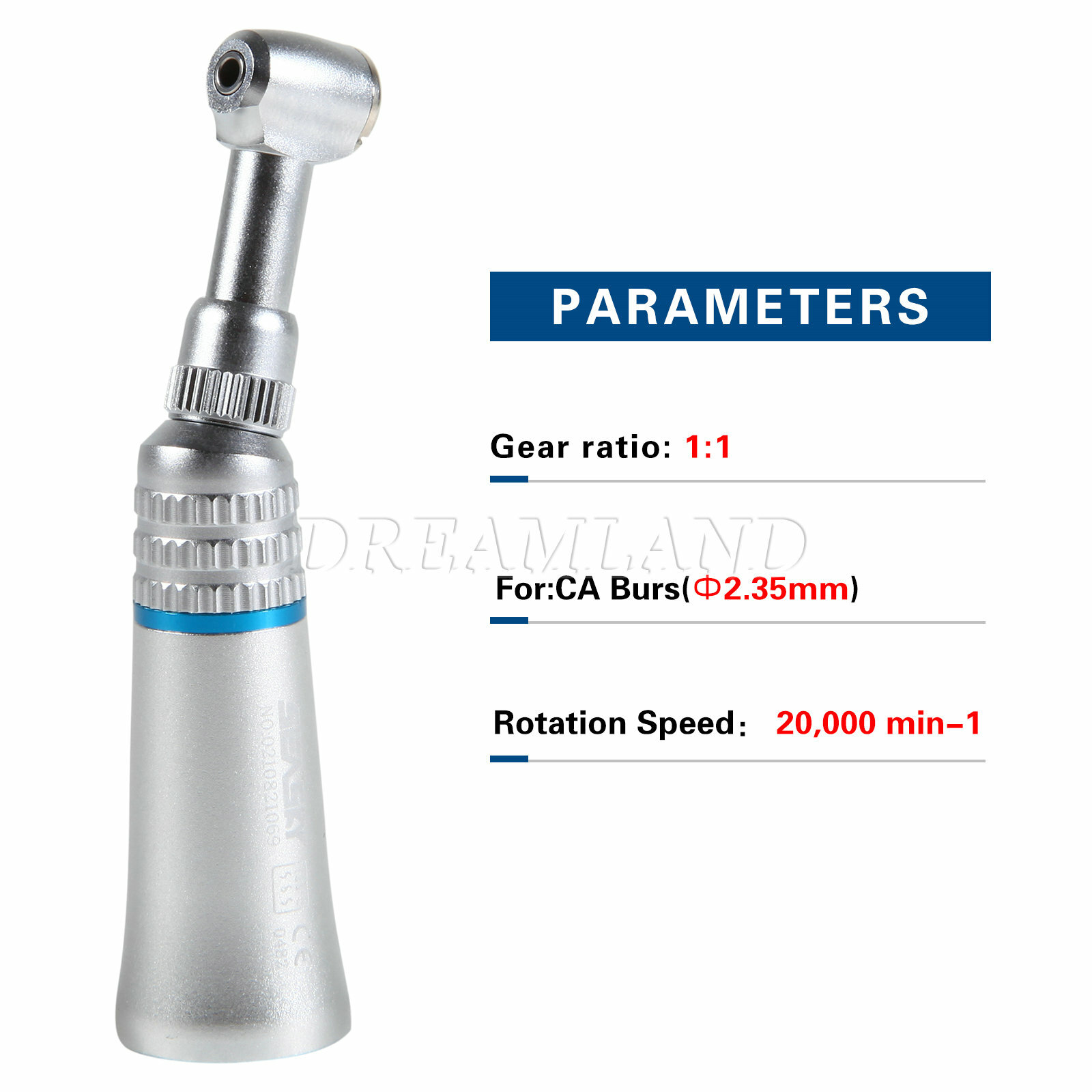 Dental Low Speed Push Button Contra Angle Handpiece Fit RA2.35mm/ FG1.6mm Bur CE
