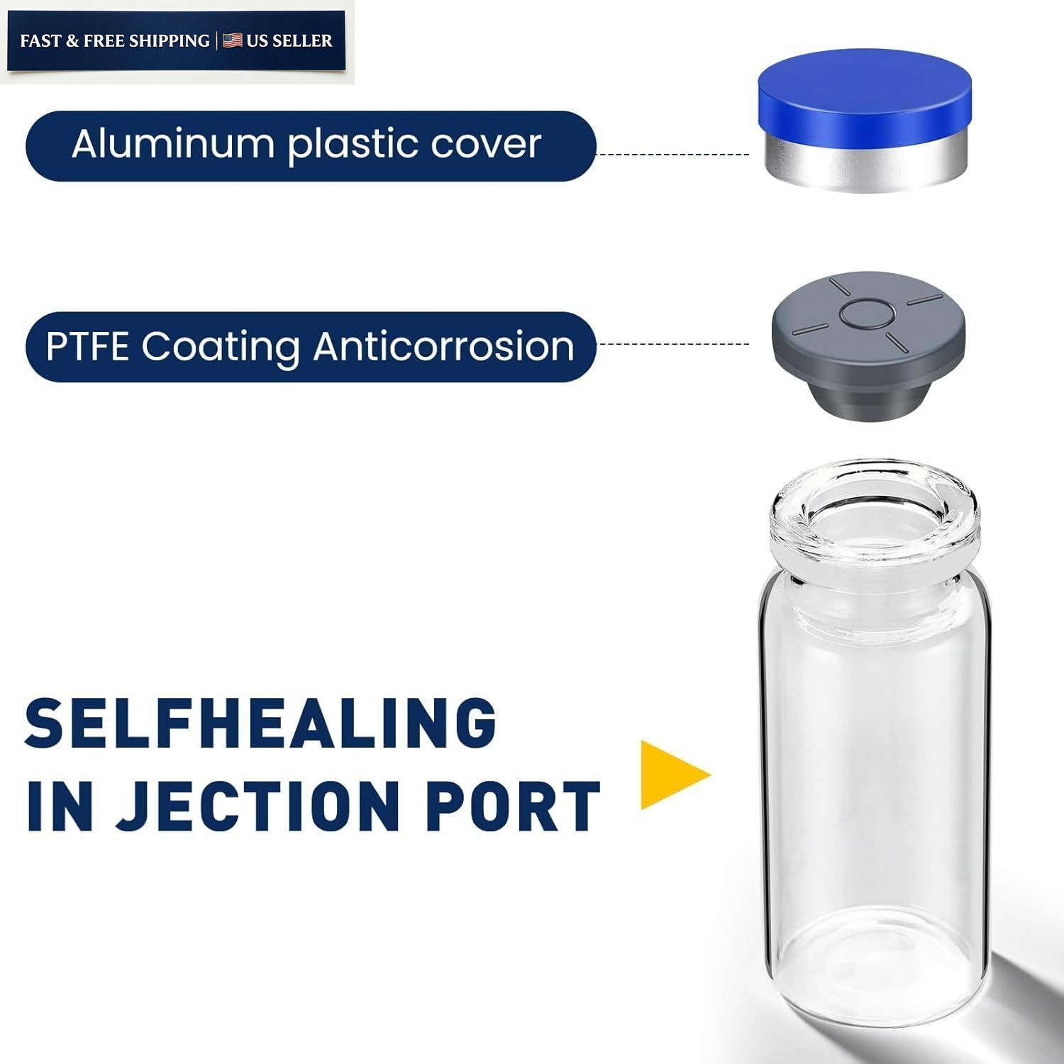 5ml Sterile Vials with Self Healing Injection Port and Sealing Cap, 5ML-12P