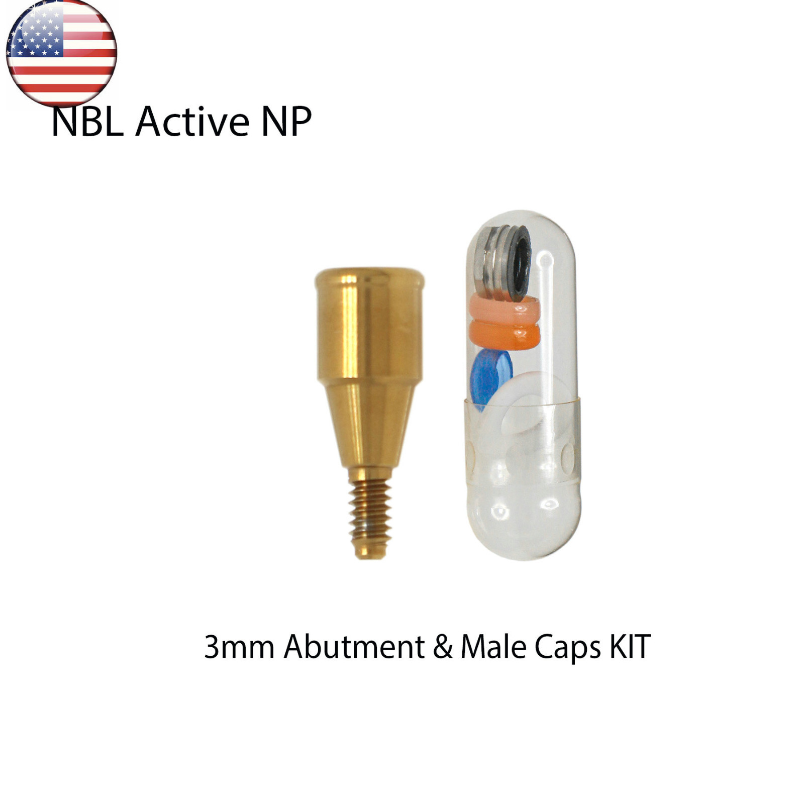 US Dental Attachment Locator Abutment for Nobel Biocare NP/RP 1-5mm Caps Kit