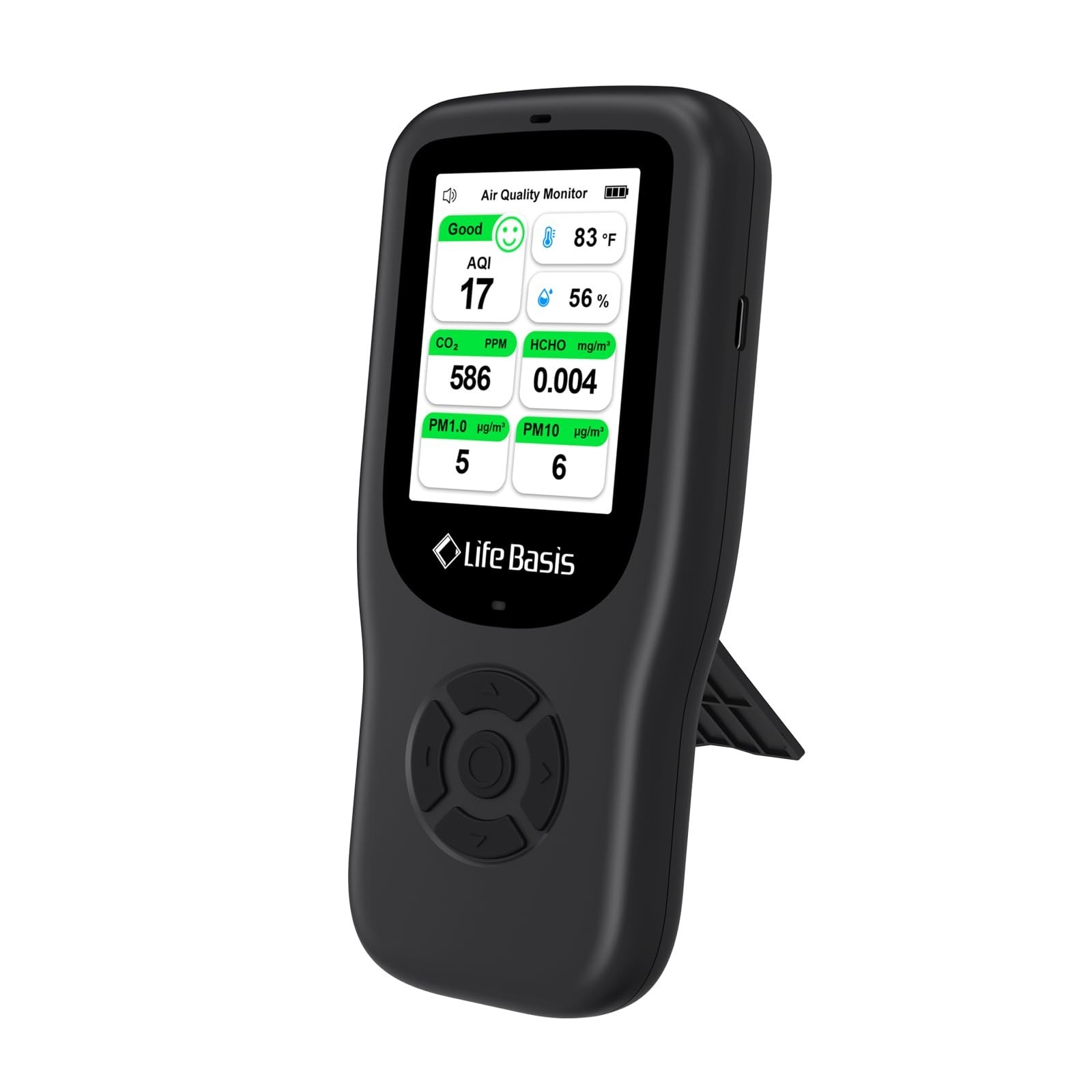 LifeBasis Air Quality Monitor Indoor, 11-in-1 Air Quality Detector with Stand…