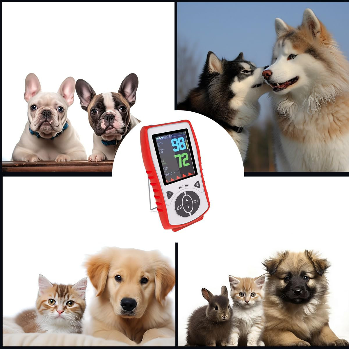 Pulse Oximeters White Vet Pulse Oximeter Handheld Oximeter 2.8in LCD Pet Vital