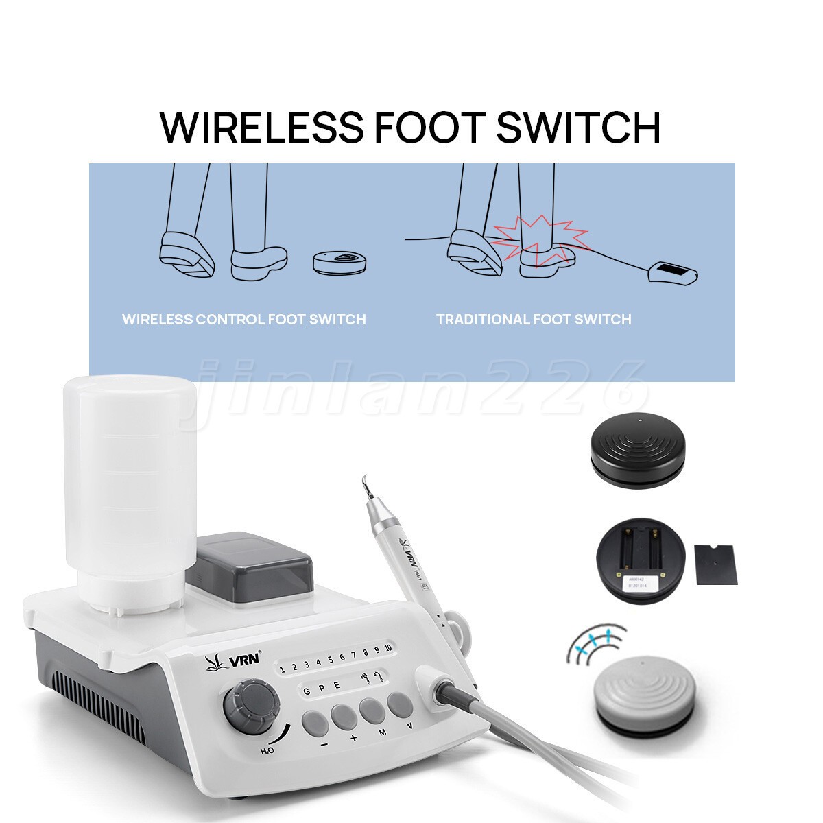 Scaler Ultrasónico Piezo Control Inalámbrico, Mango LED Desmontable VRN-A8