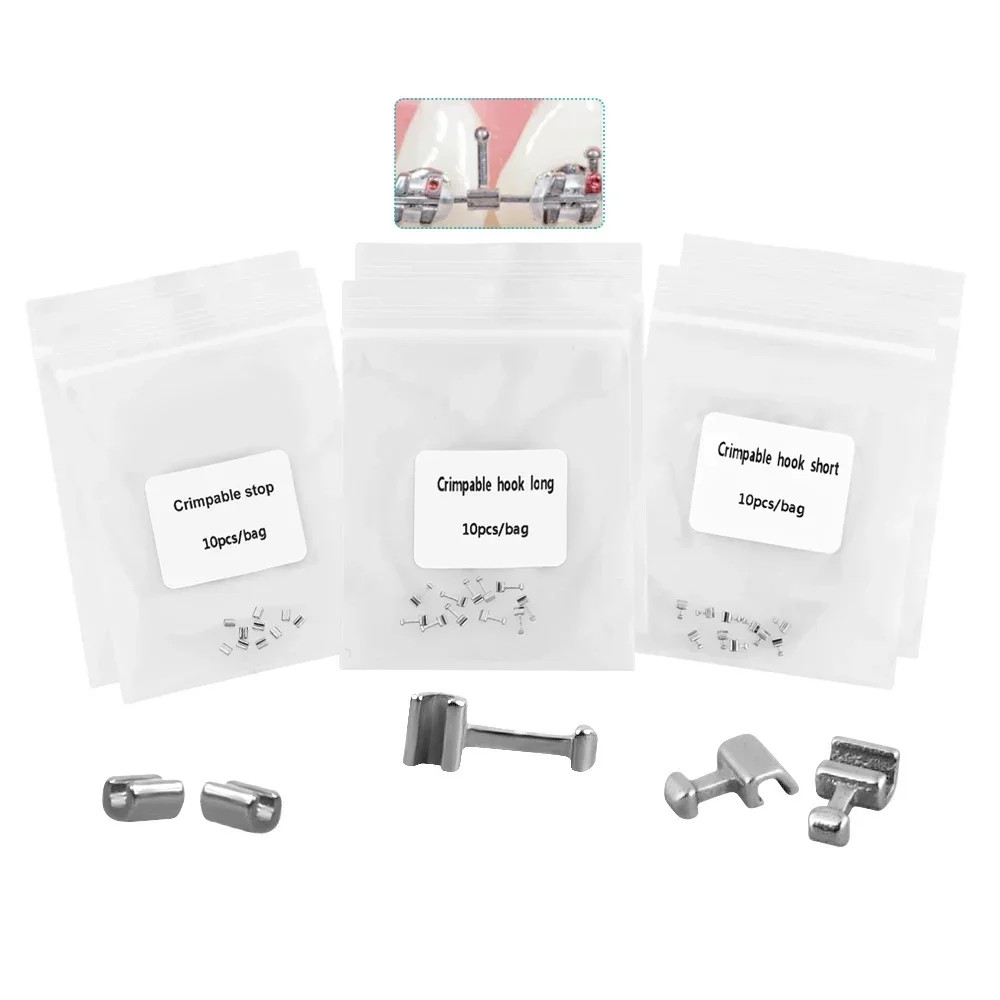Dental Orthodontic Stainless Steel Crimpable Hooks Stop Short Long Type Wire New