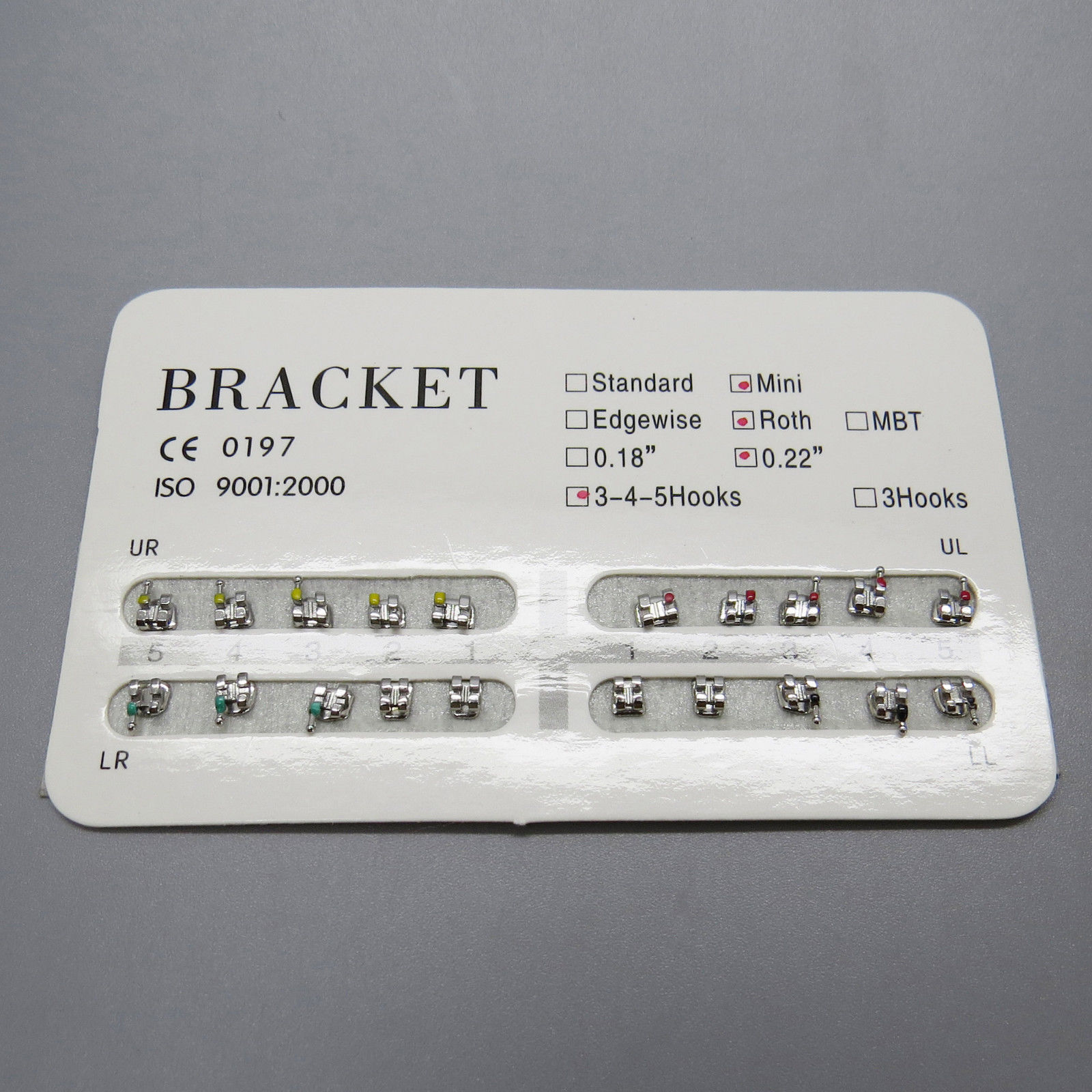 20 Pcs/Kit Dental Orthodontic Metal Bracket Braces Standard Roth .022 Hook 3-4-5