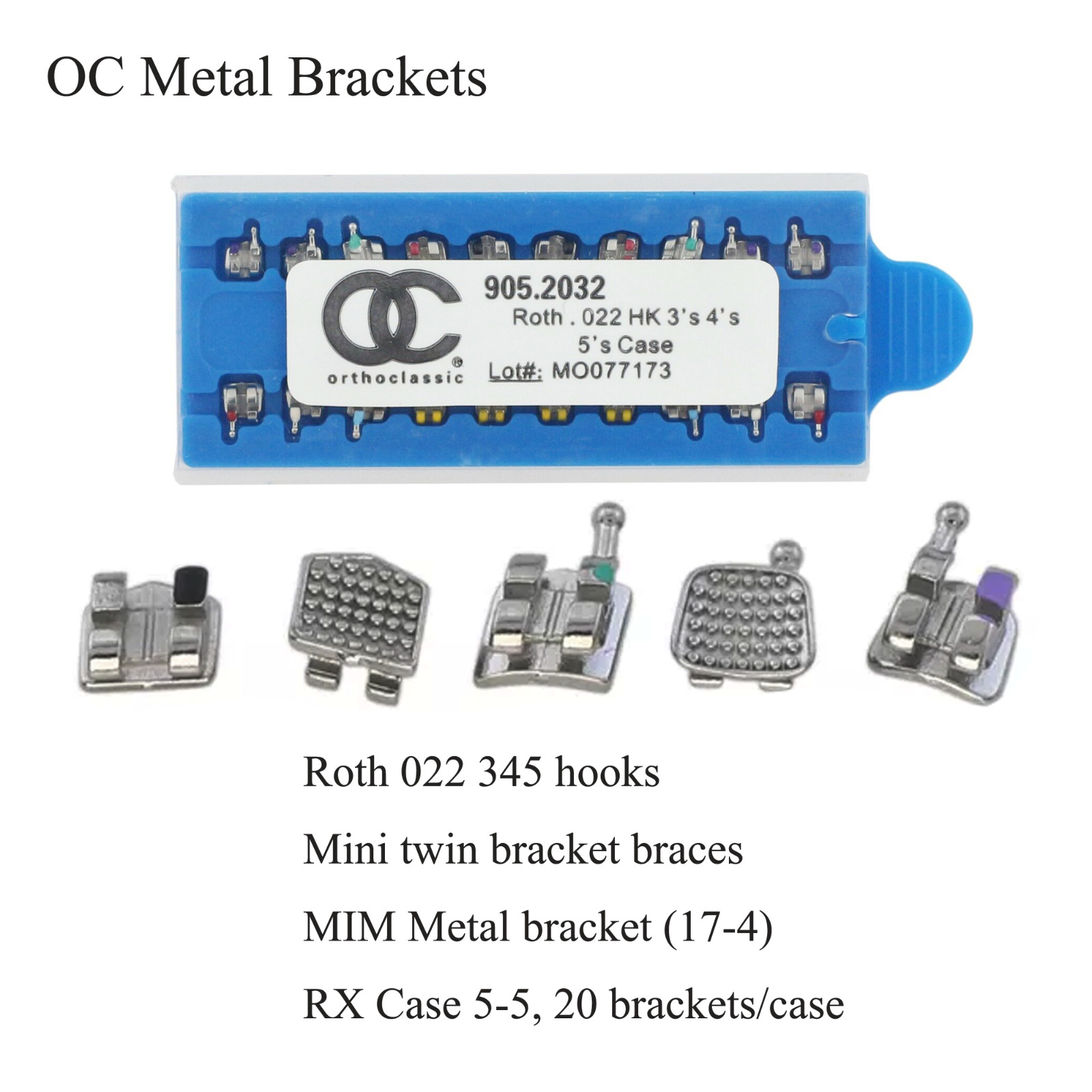 Dental Orthodontic Mini Brackets Metal Braces MIM ROTH MBT 018 022 345 Hooks