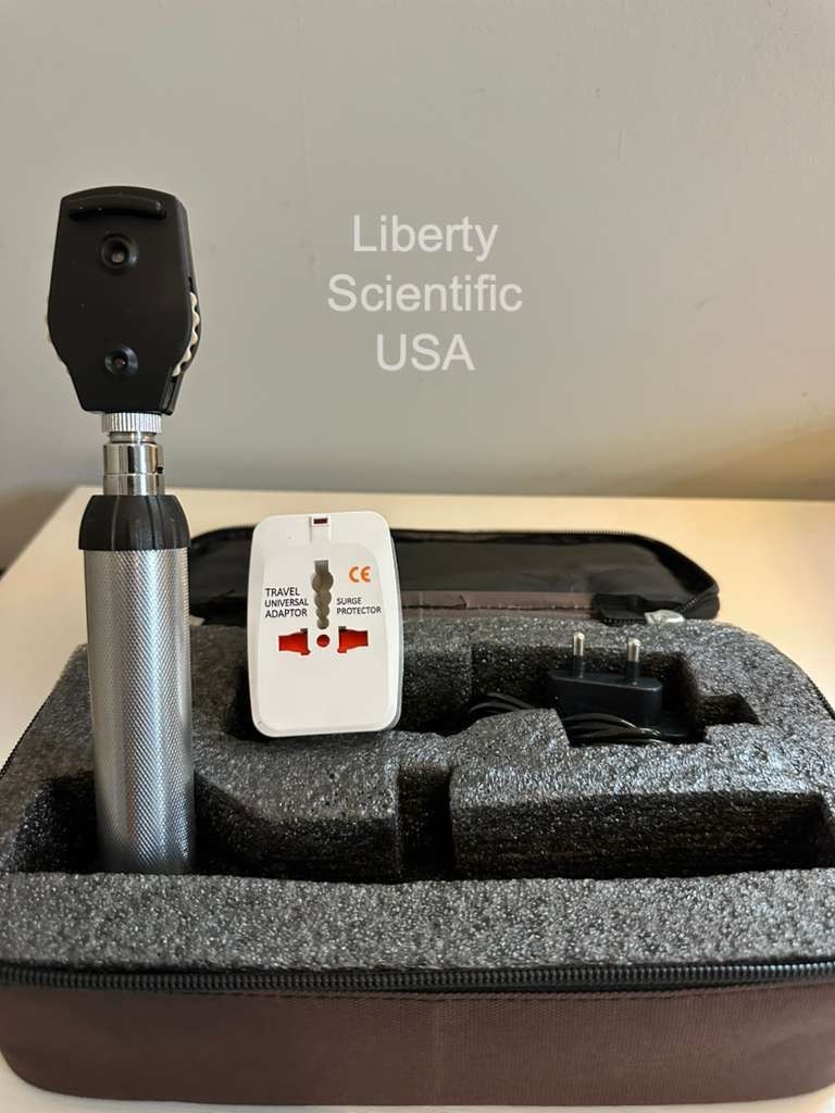 Direct Ophthalmoscope 3.5V LED Diagnostic Set w/ Charger & Case Liberty USA