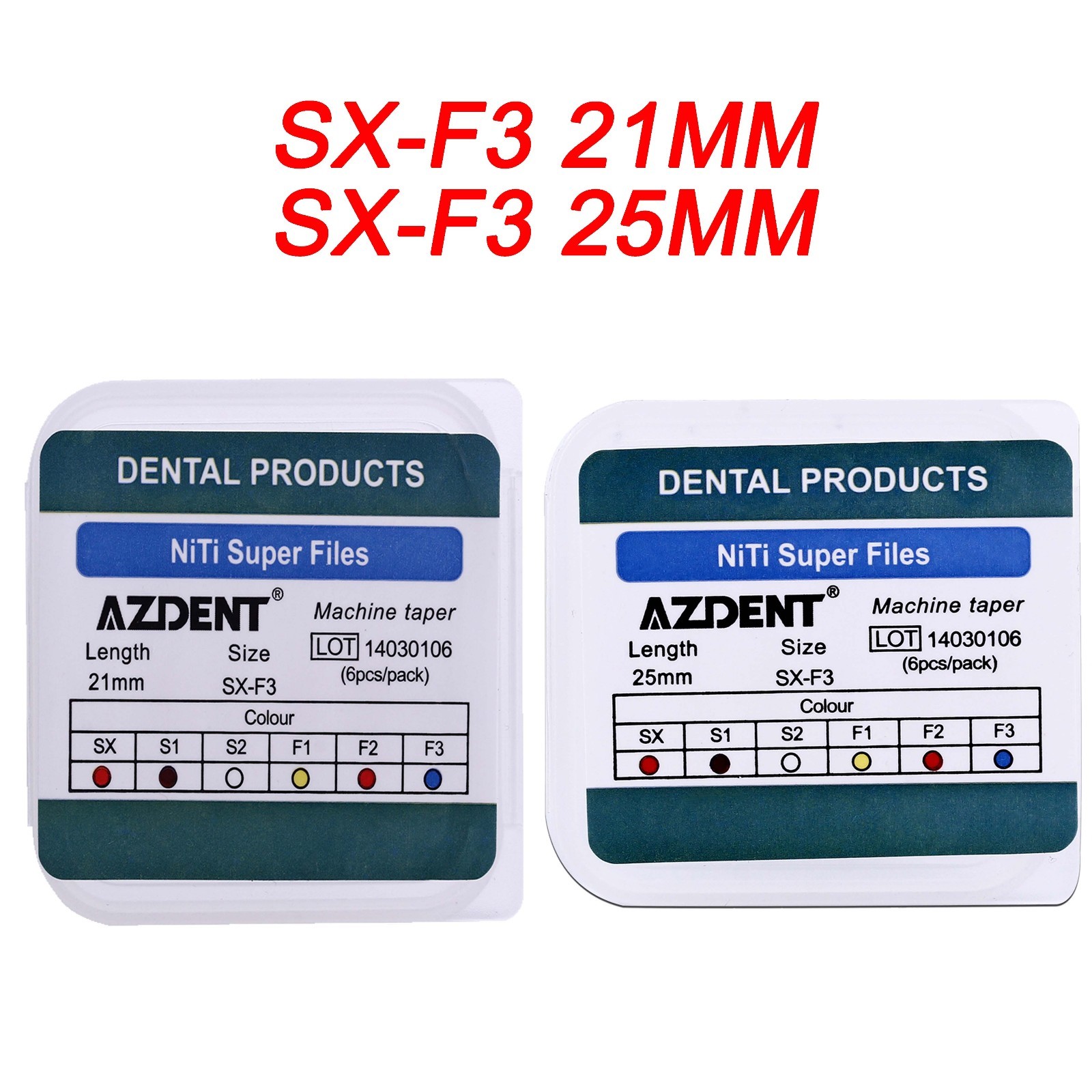 AZDENT Dental Endo Root Canal NiTi Super Rotary Files Engine Use SX-F3 25mm/21mm