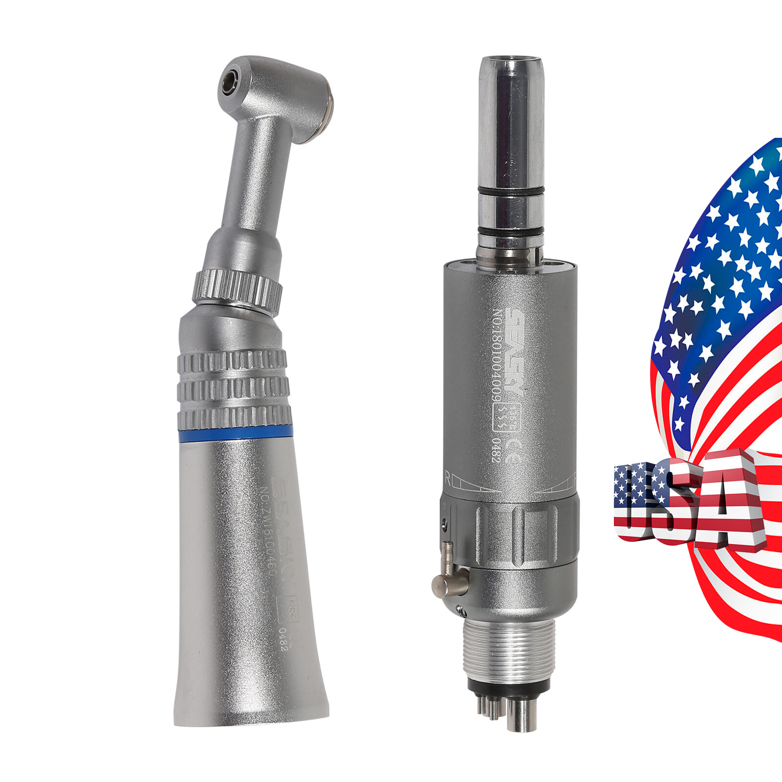 NSK Style Dental Slow Low Speed Contra Angle Straight Air Motor Handpiece 4 Hole