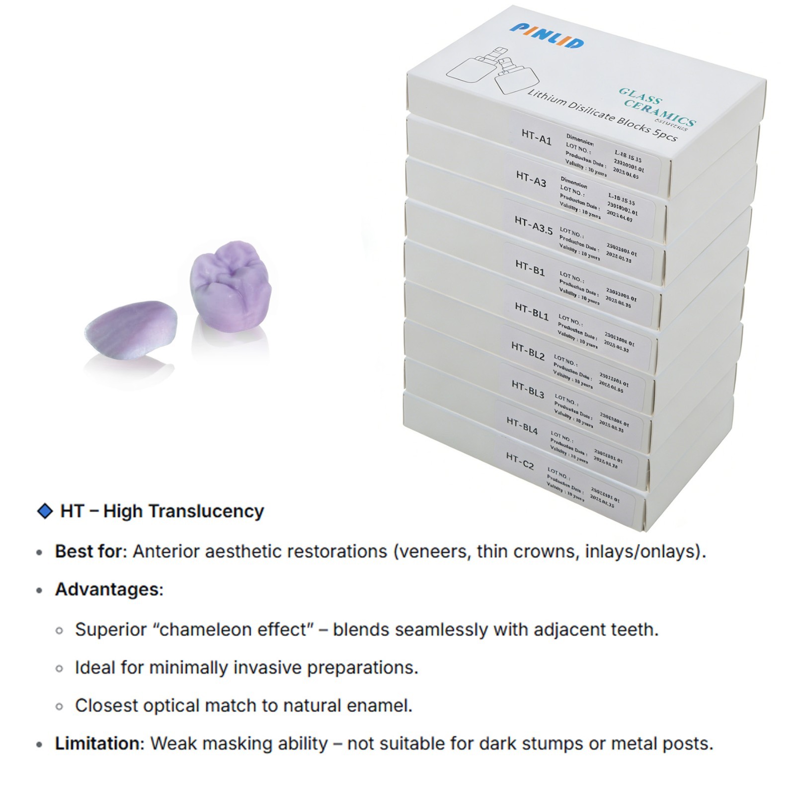 US Dental Emax Ceramic Lithium Disilicate Blocks C14 CAD/CAM CEREC Inlab Blocks
