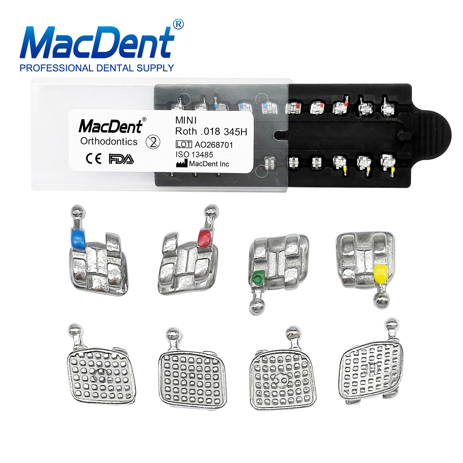 MacDent Dental Orthodontic Metal Bracket Braces / Buccal Tubes 022/018 Monoblock