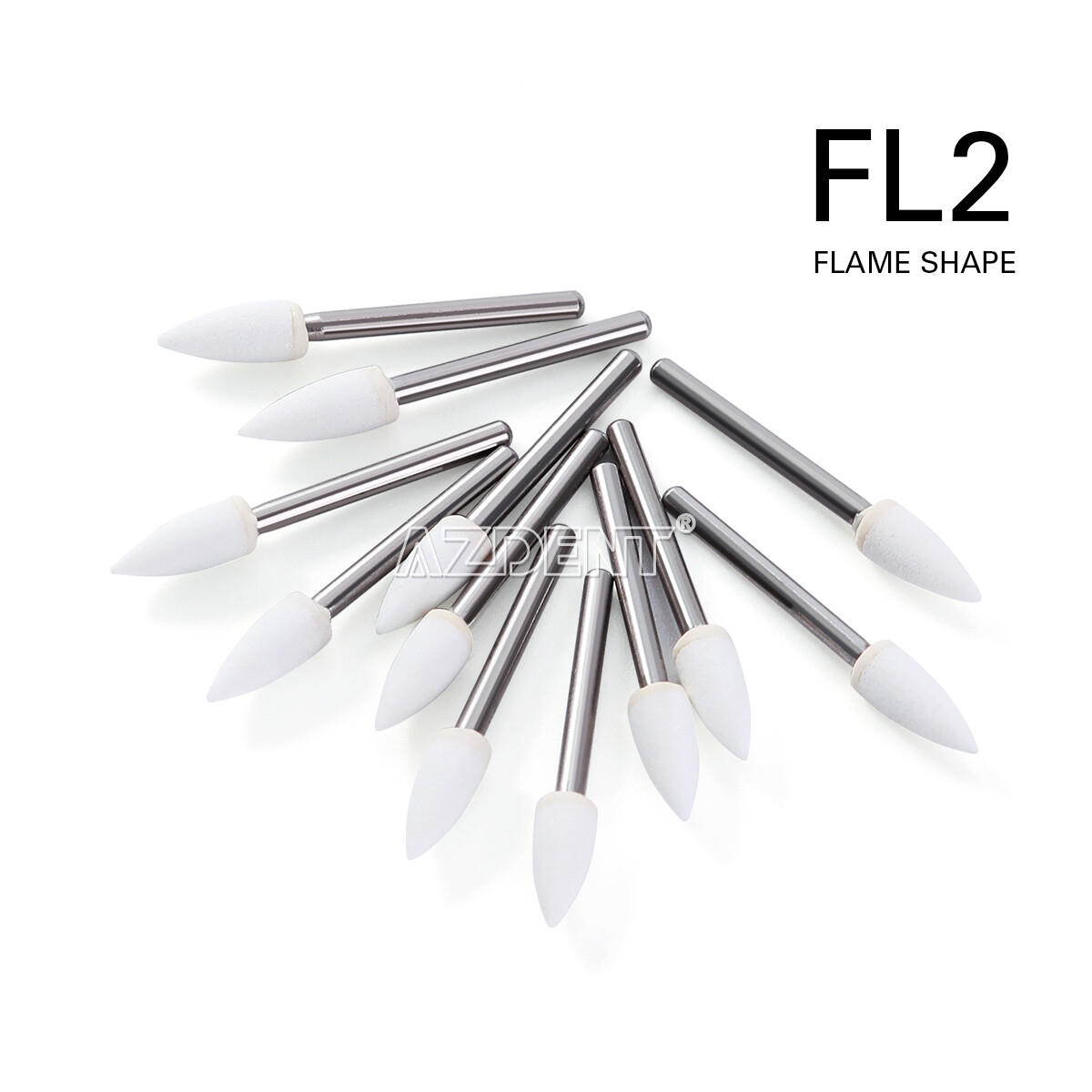 Dental White Stone High Speed Polishing Burs FG Cone/Flame/Round Aluminum Oxide