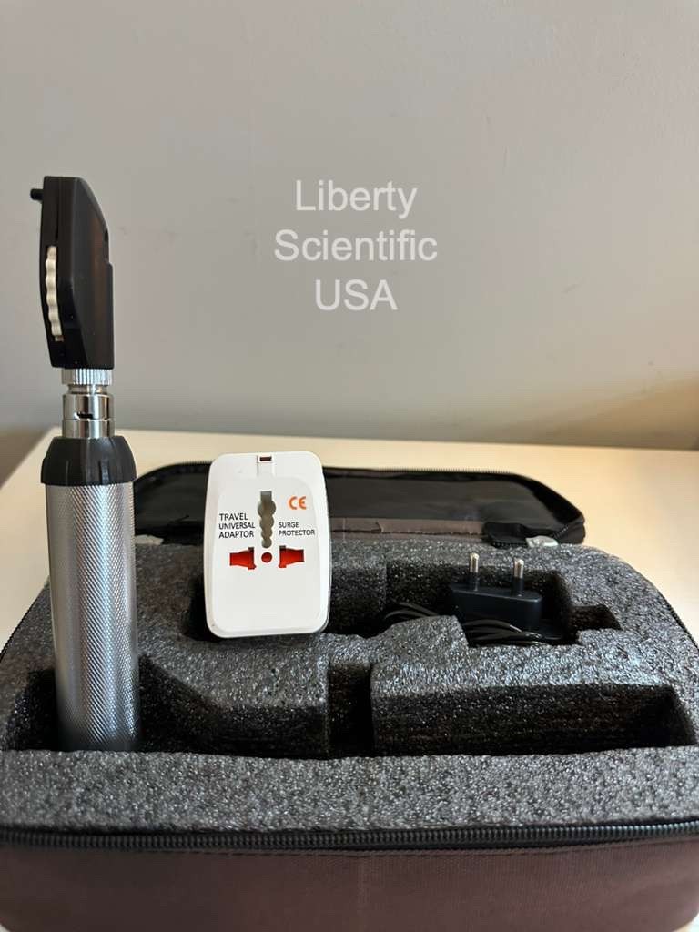 Direct Ophthalmoscope 3.5V LED Diagnostic Set w/ Charger & Case Liberty USA