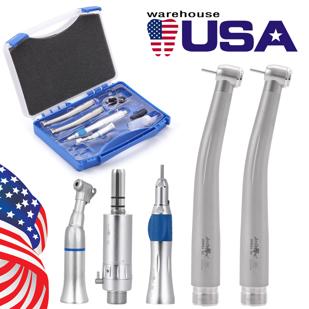 Portable Dental Turbine Unit Air Compressor/High&Low Speed Handpiece Kit 2/4Hole