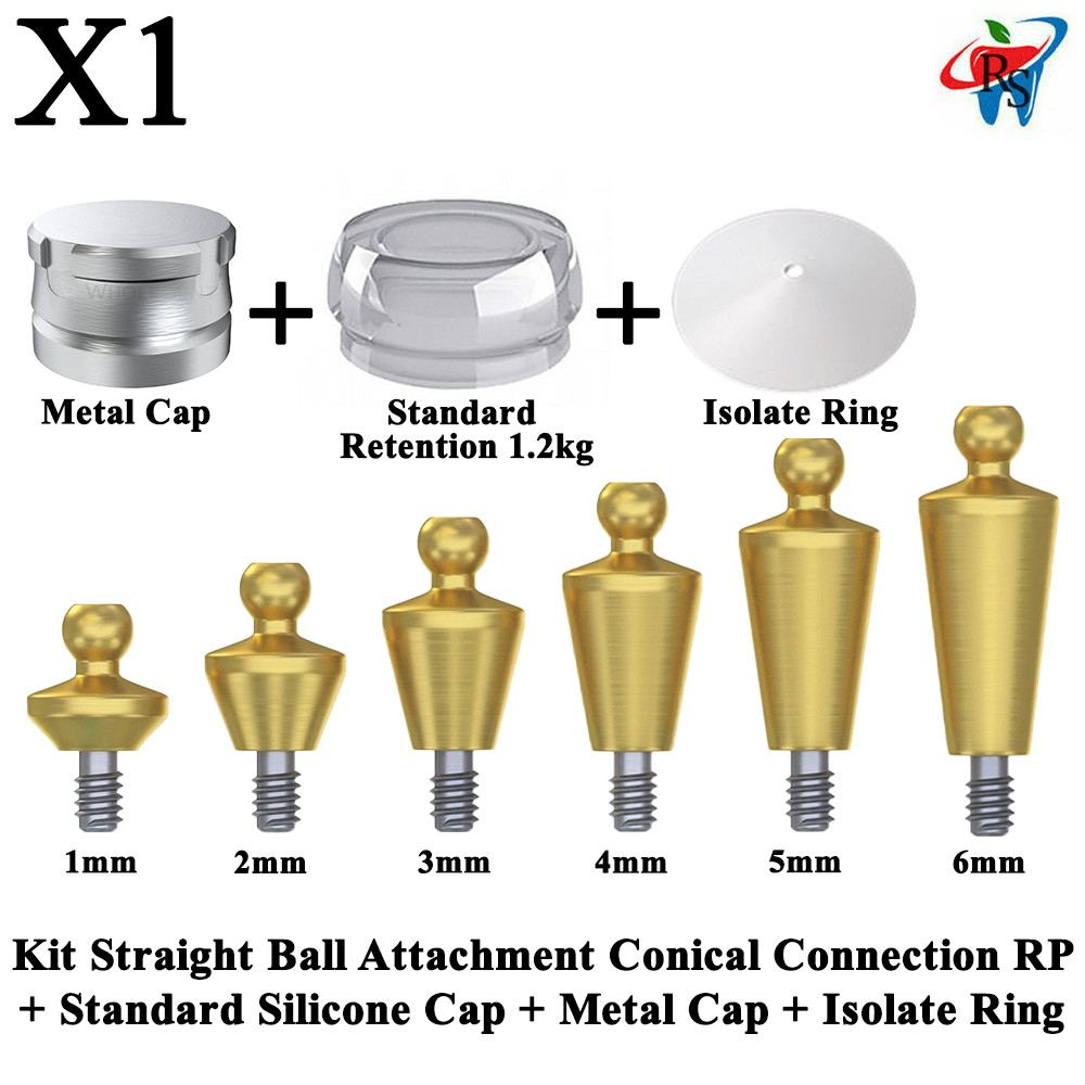 1x Kit Straight Ball Attachment Conical RP Standard Silicone Metal Cap Ring