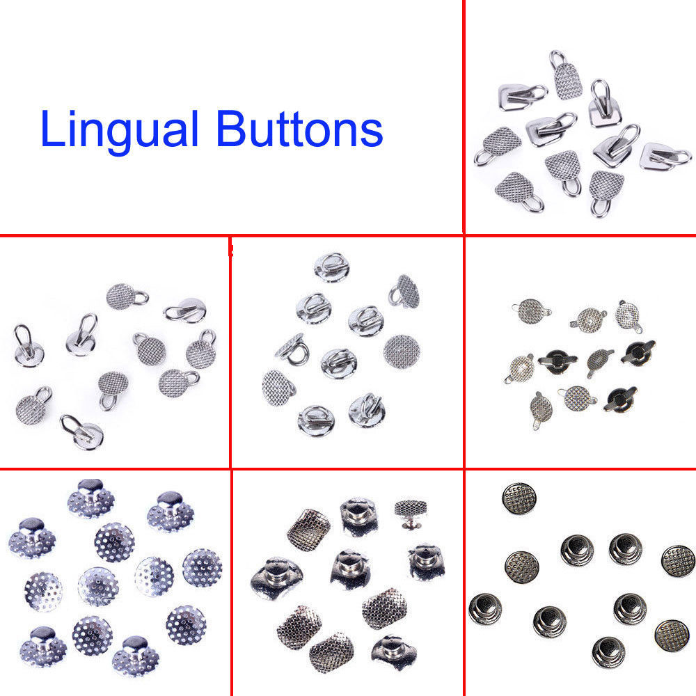 Ortodoncia Dental Botones Linguales Redondos Base de Malla Adhesiva Rectangular