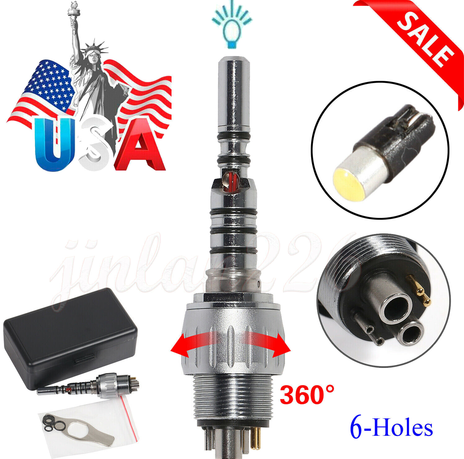 Dental Fiber Optic Handpiece / with Quick Coupler 6 Hole SALE