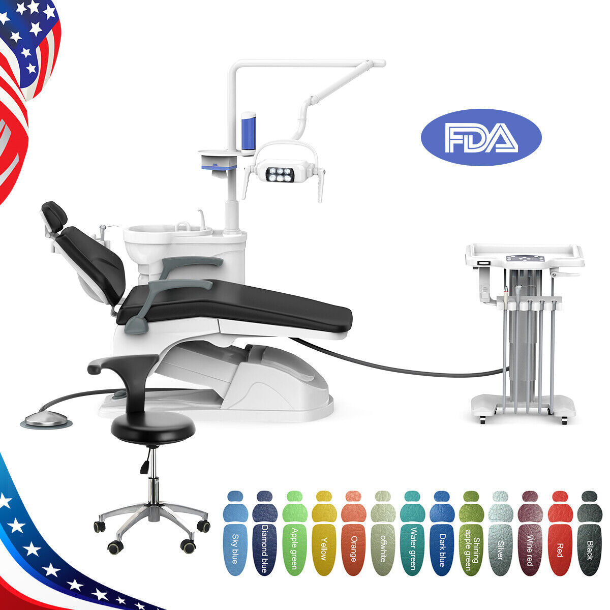 Dental Unit Chair Computer Controlled DC Motor PU Hard Leather Doctor ‘s Stool