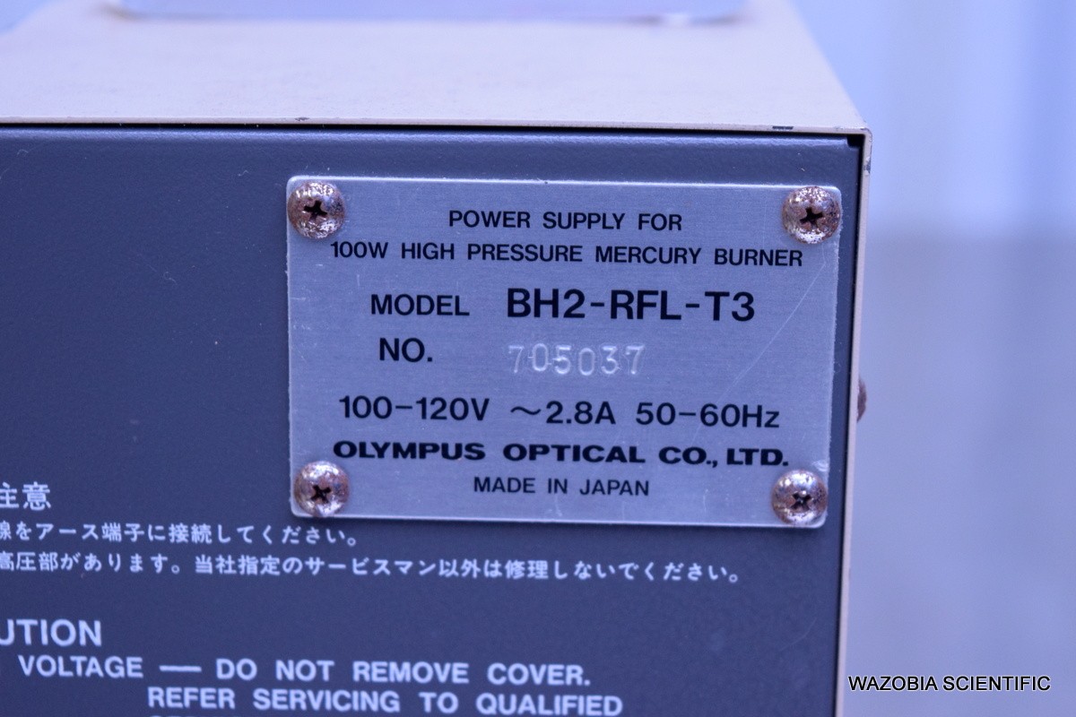 OLYMPUS MICROSCOPE BH2-RFL-T3 POWER SUPPLY FOR 100W HIGH PRESSURE MERCURY BURNER