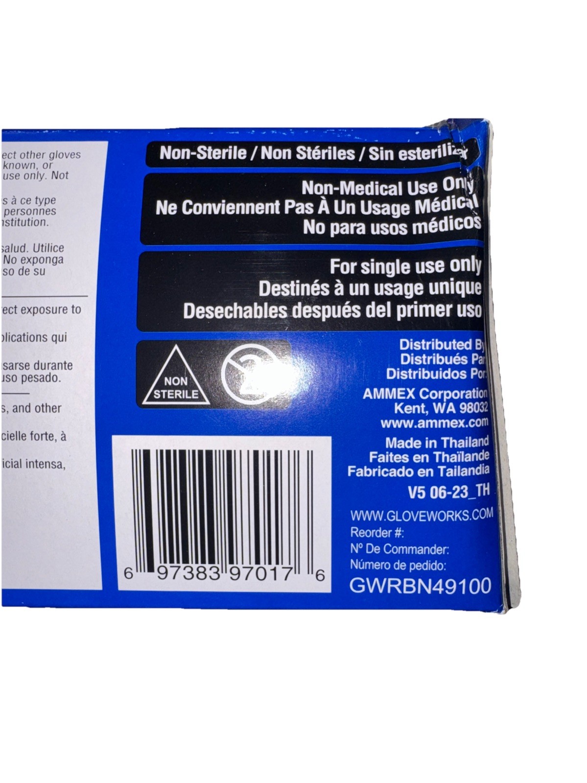 Ammex Gloveworks GWRBN49100 Blue Nitrile Powder Free Industrial Gloves, 6 Mil