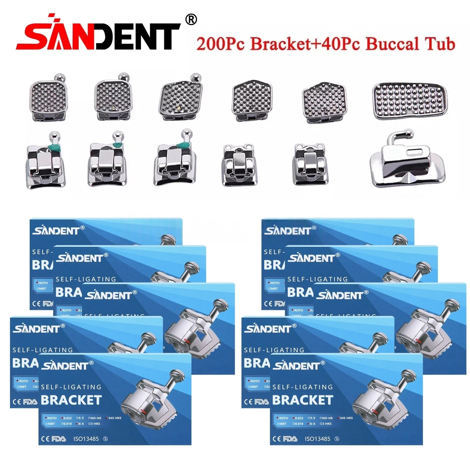 Dental Orthodontic Self-Ligating Brackets ROTH.022 Hooks 345