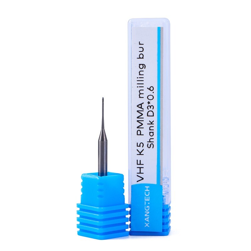 VHF K5 PMMA Milling Burs Shank D 3mm Tools for Wax Peek 0.6/1.0/2.0mm
